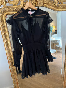 Robe Iro en soie noire fluide et courte