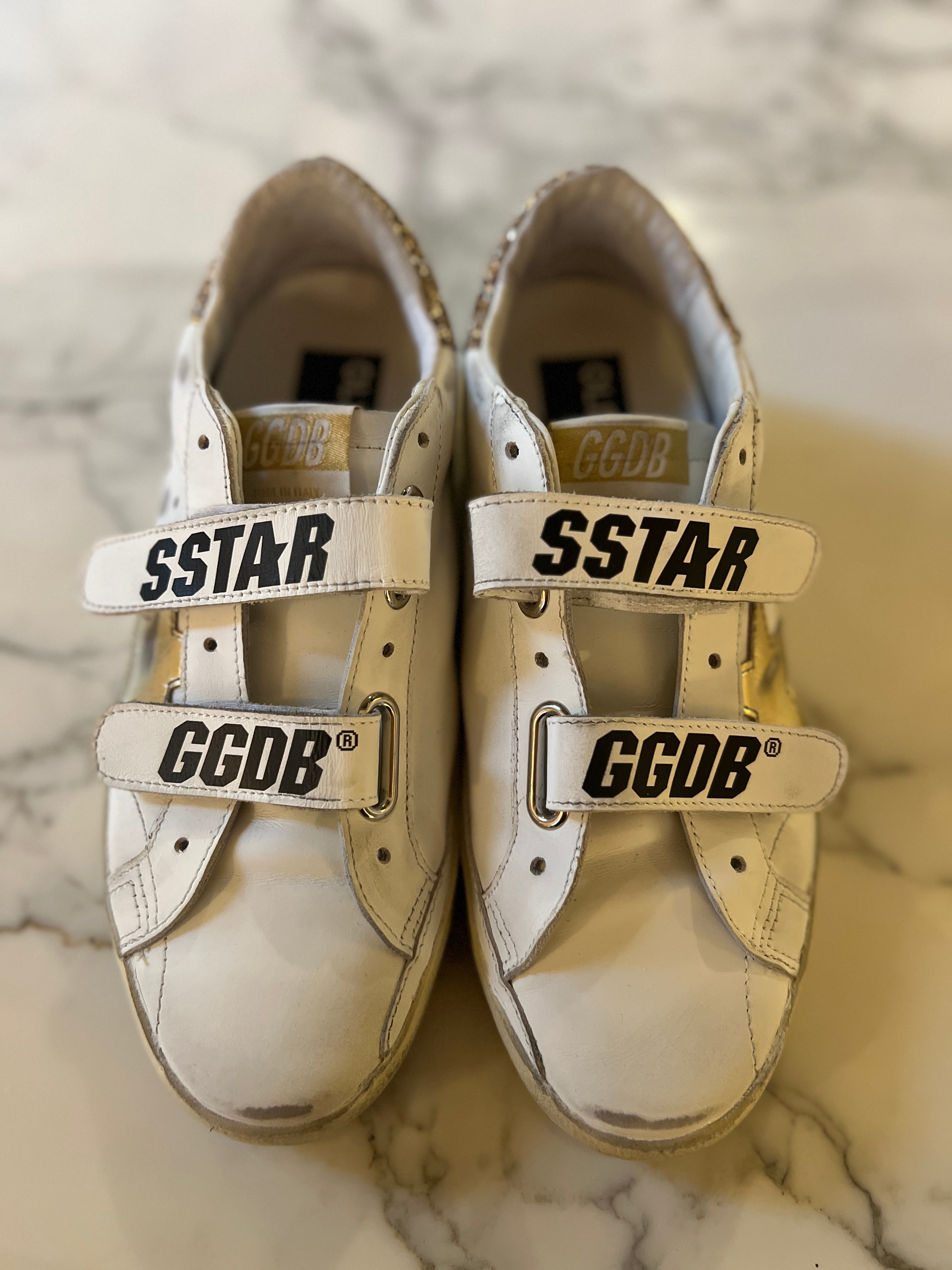 Golden Goose - Baskets à scratch pailleté doré