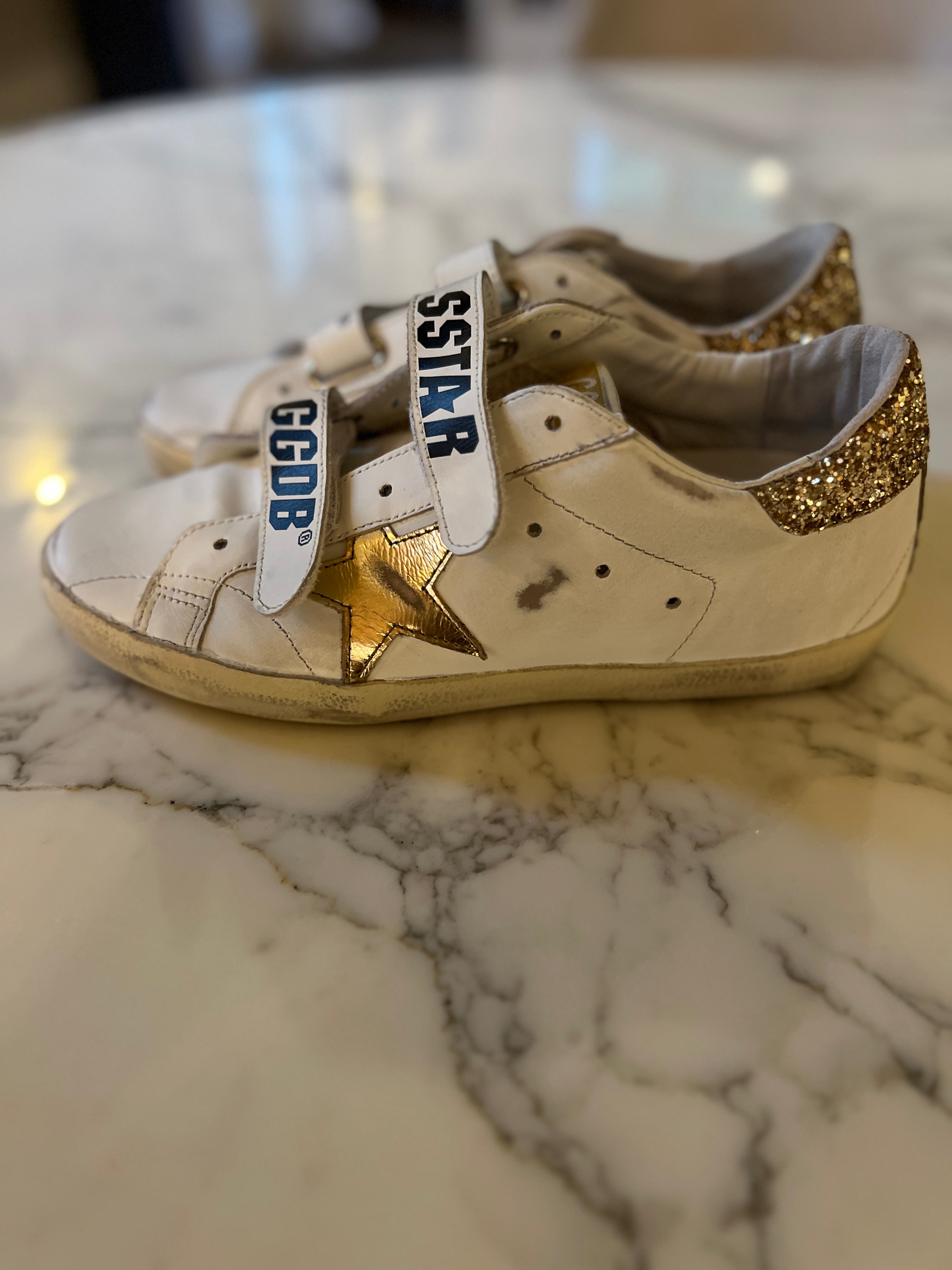 Golden Goose - Baskets à scratch pailleté doré