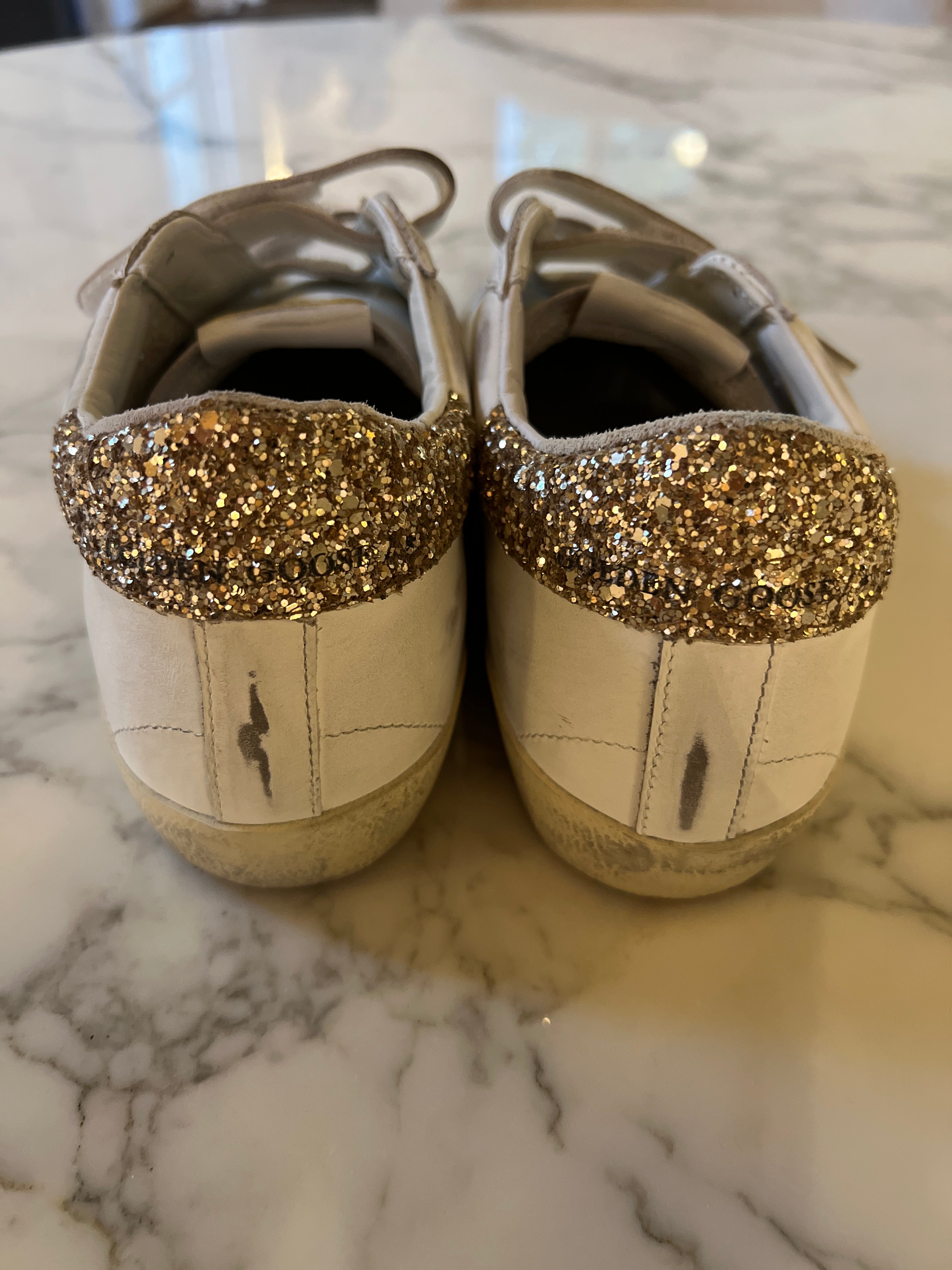 Golden Goose - Baskets à scratch pailleté doré