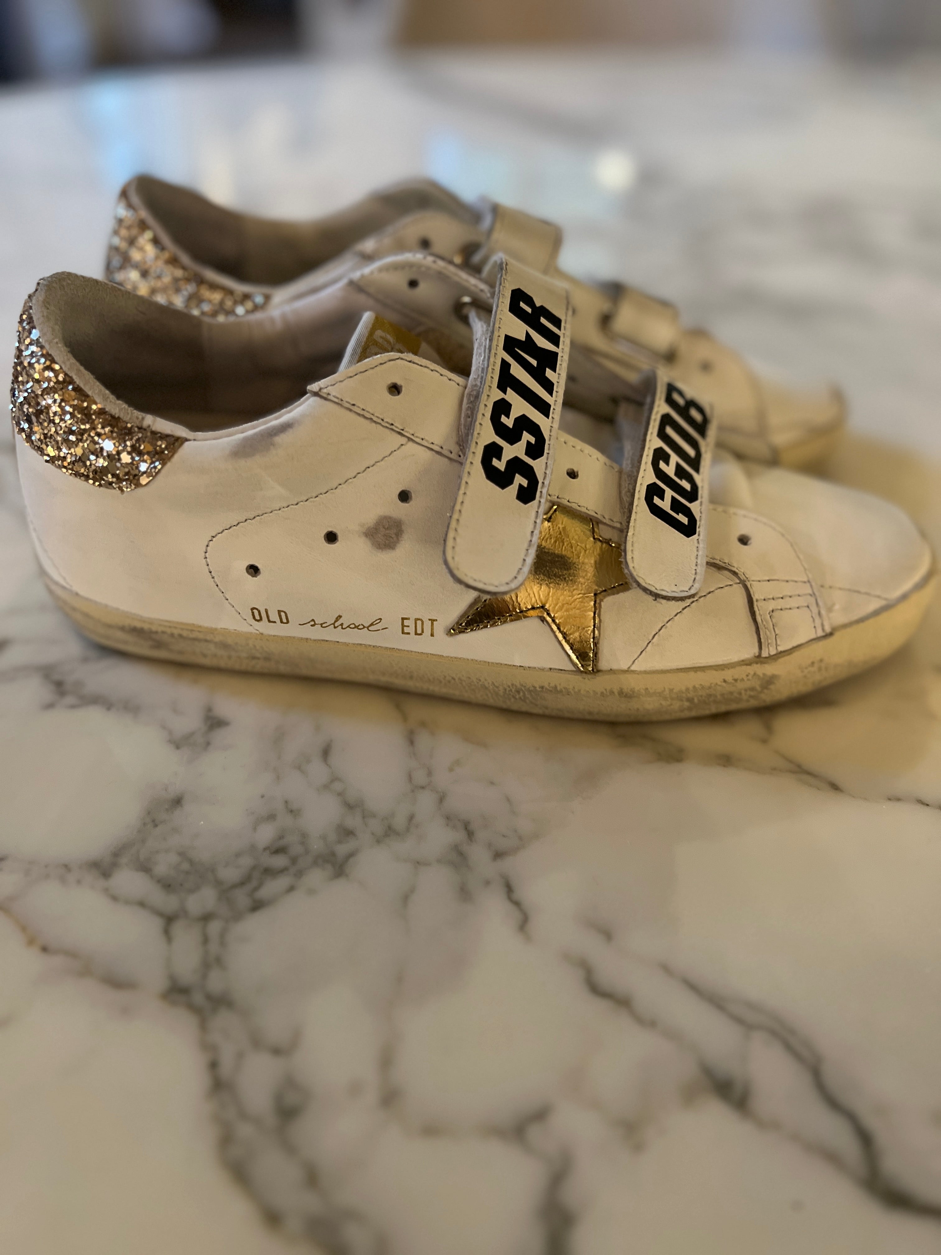 Golden Goose - Baskets à scratch pailleté doré