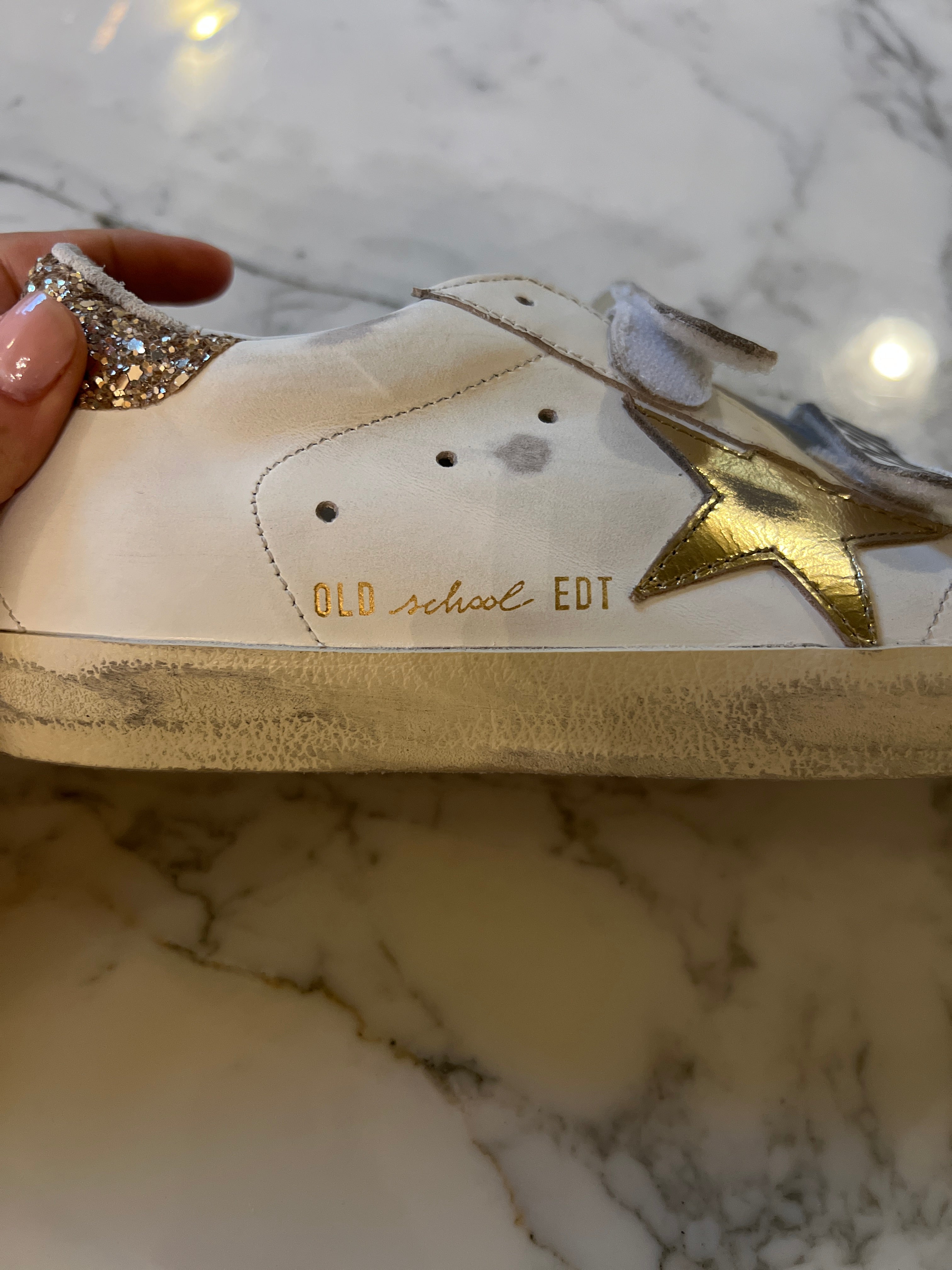 Golden Goose - Baskets à scratch pailleté doré