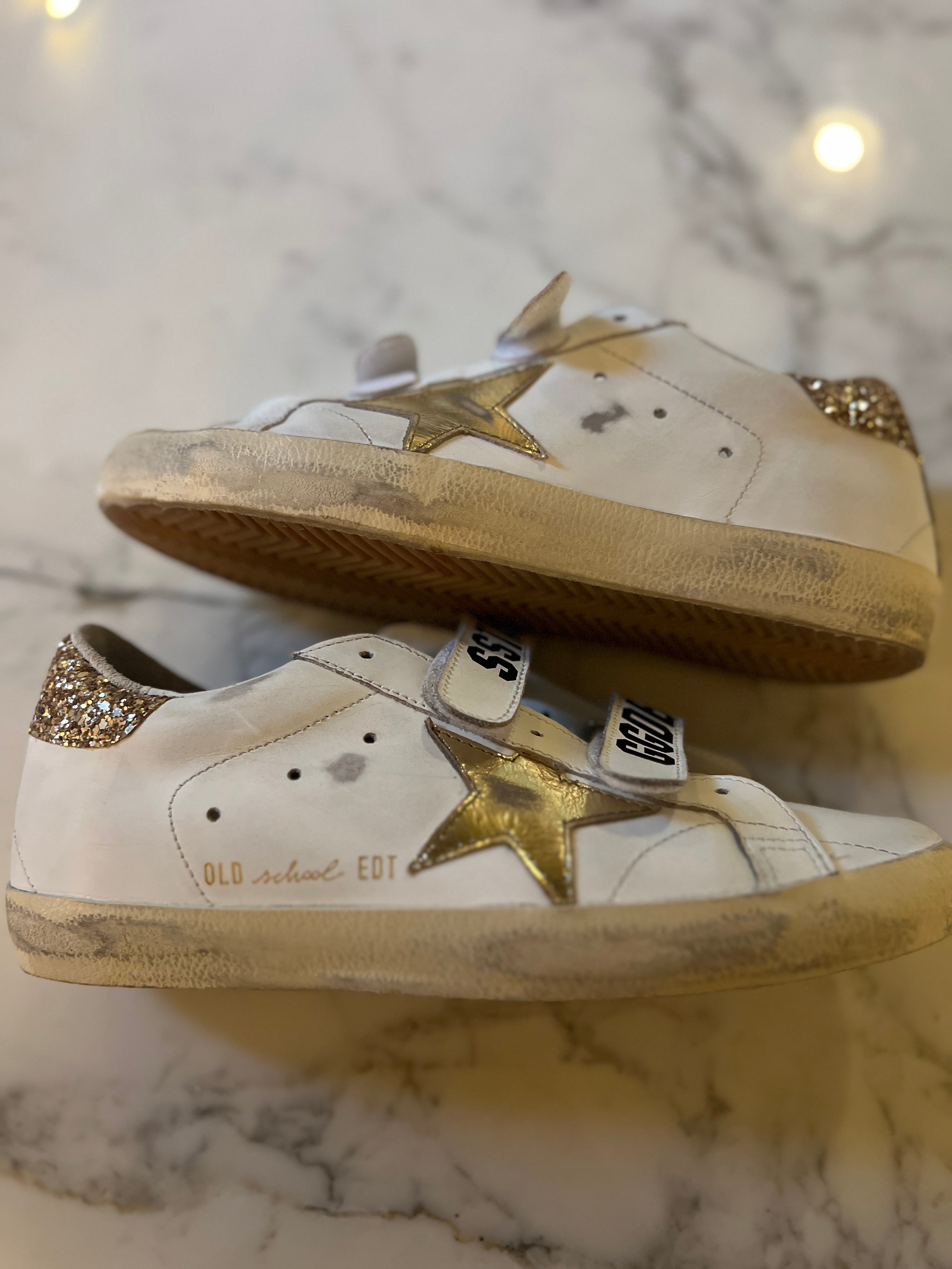 Golden Goose - Baskets à scratch pailleté doré