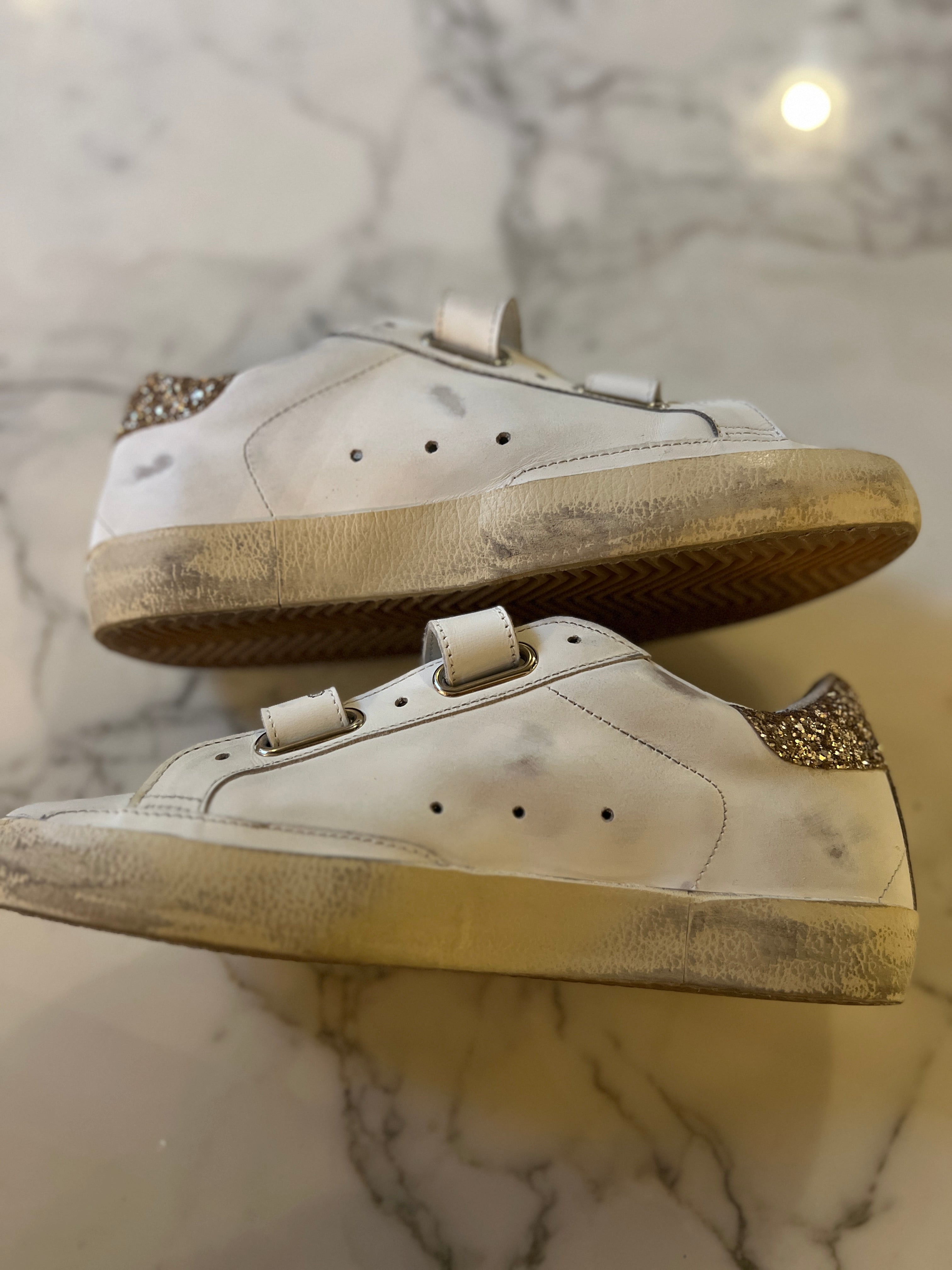 Golden Goose - Baskets à scratch pailleté doré