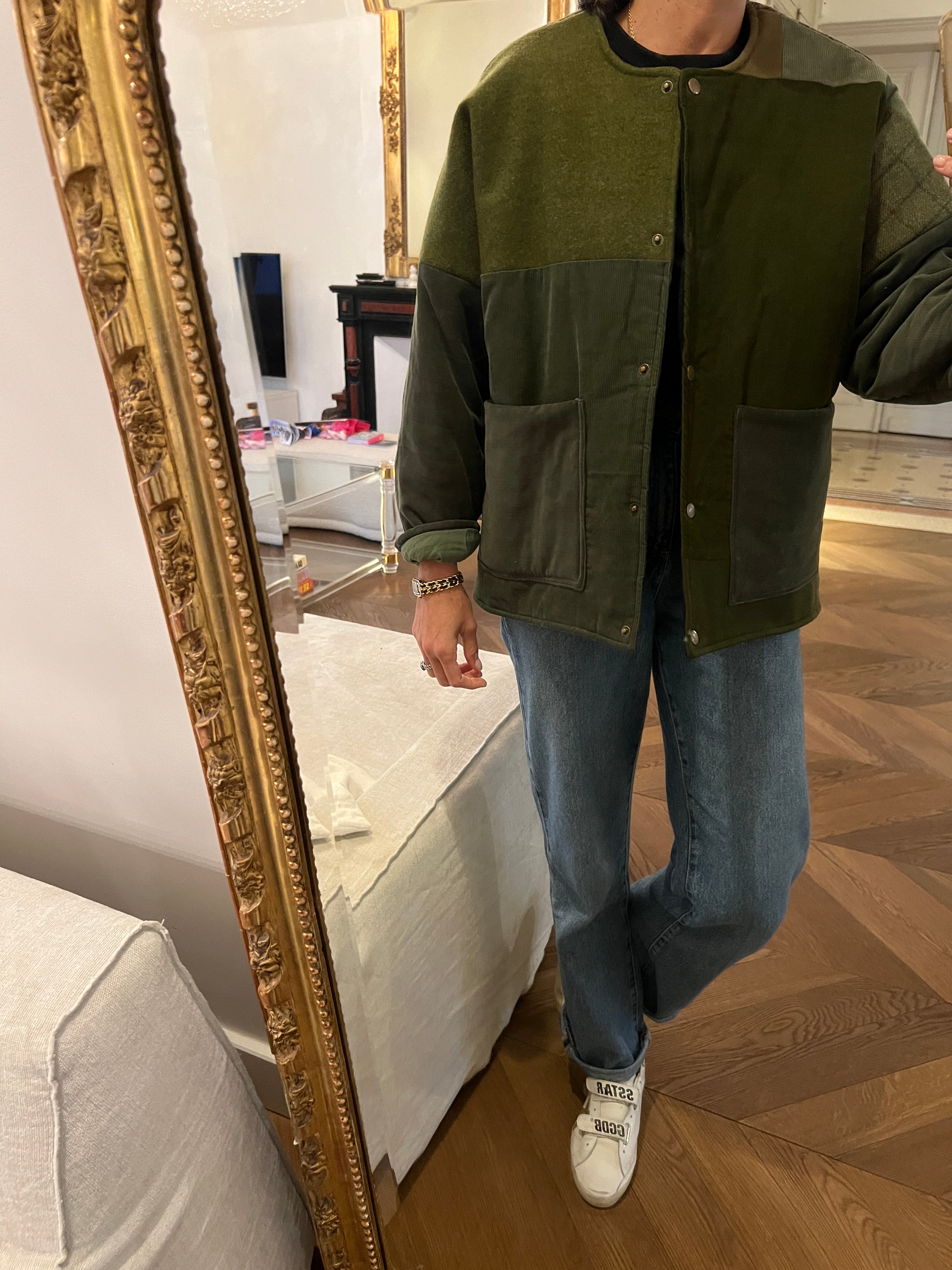 Thiane - Veste Patchwork verte