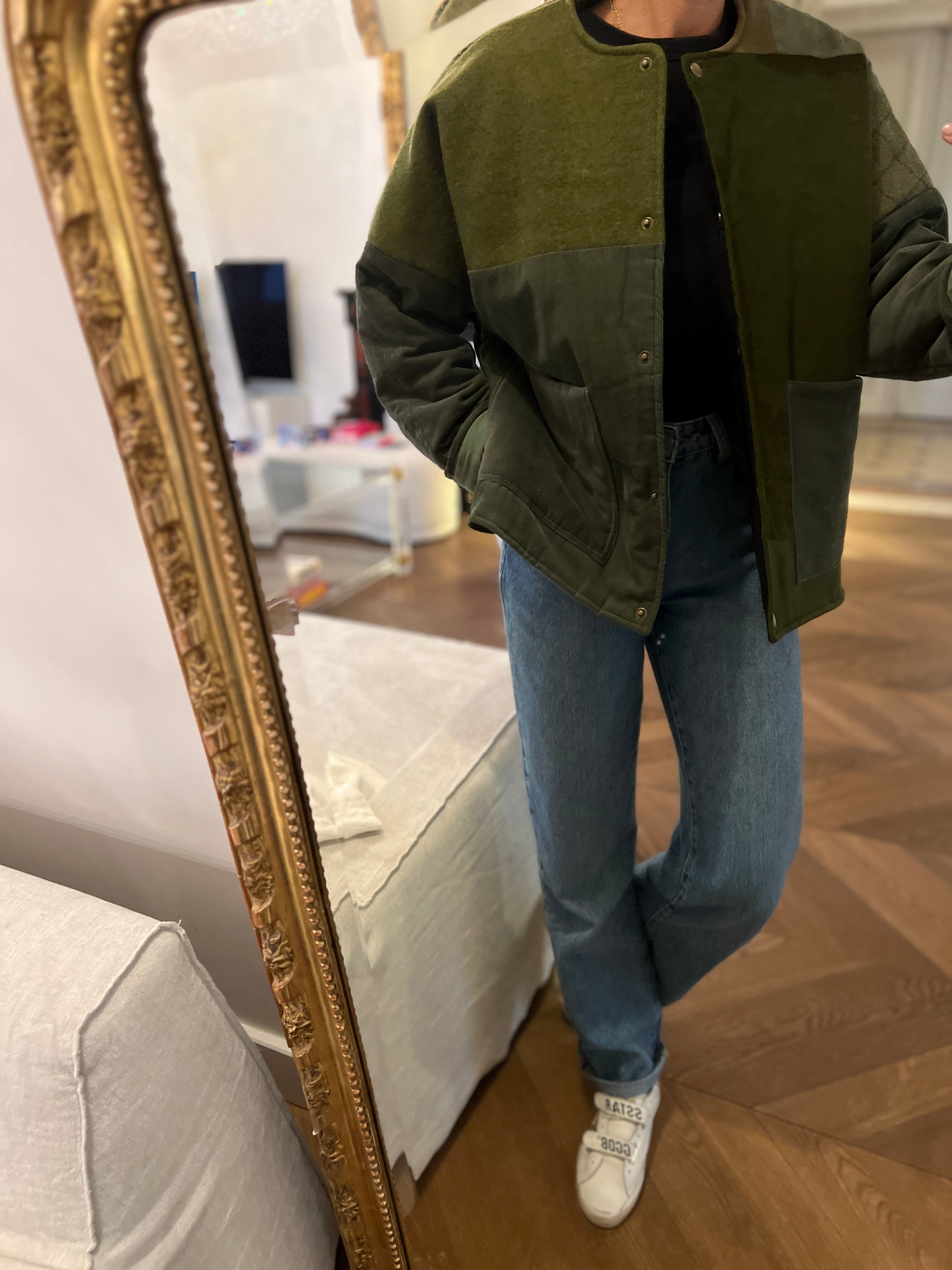 Thiane - Veste Patchwork verte