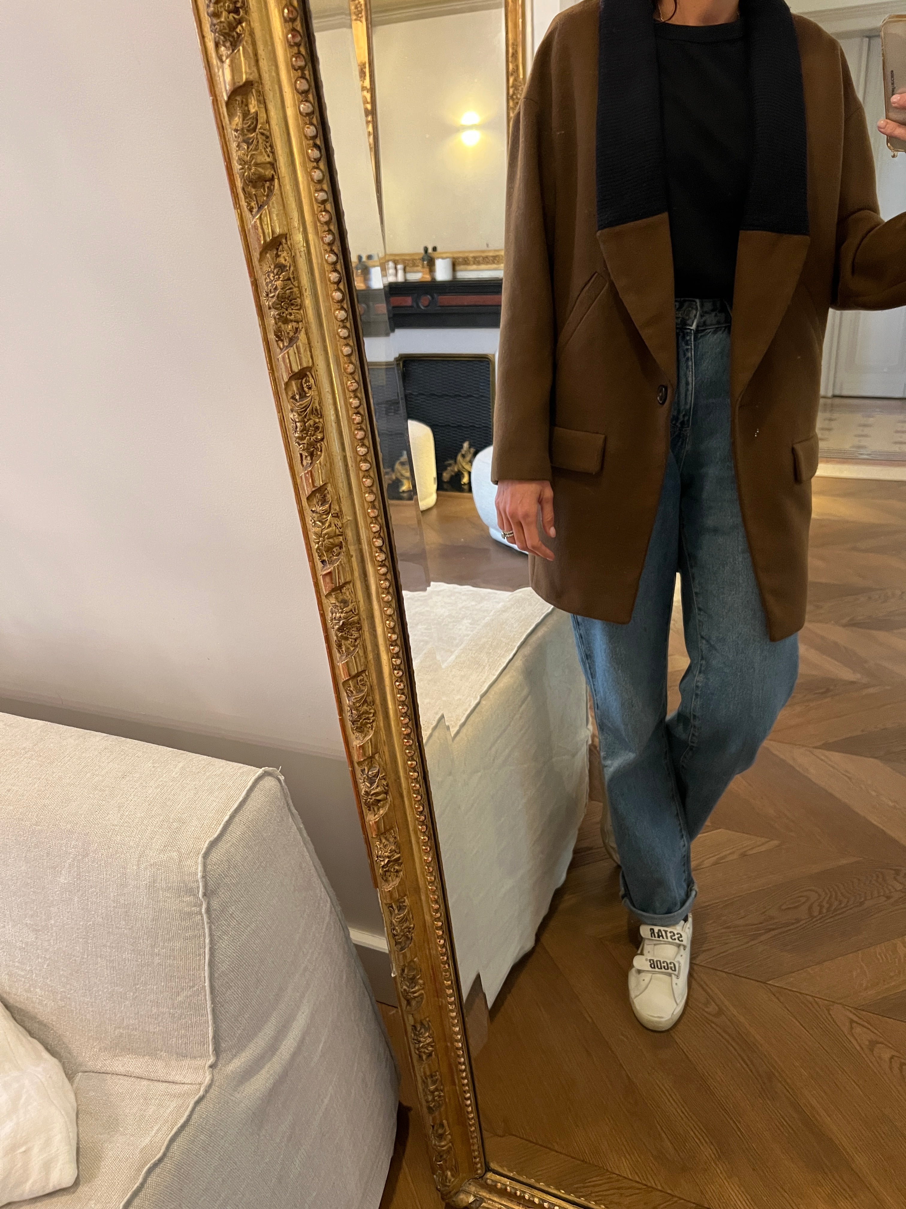 Zara - Manteau marron col laine