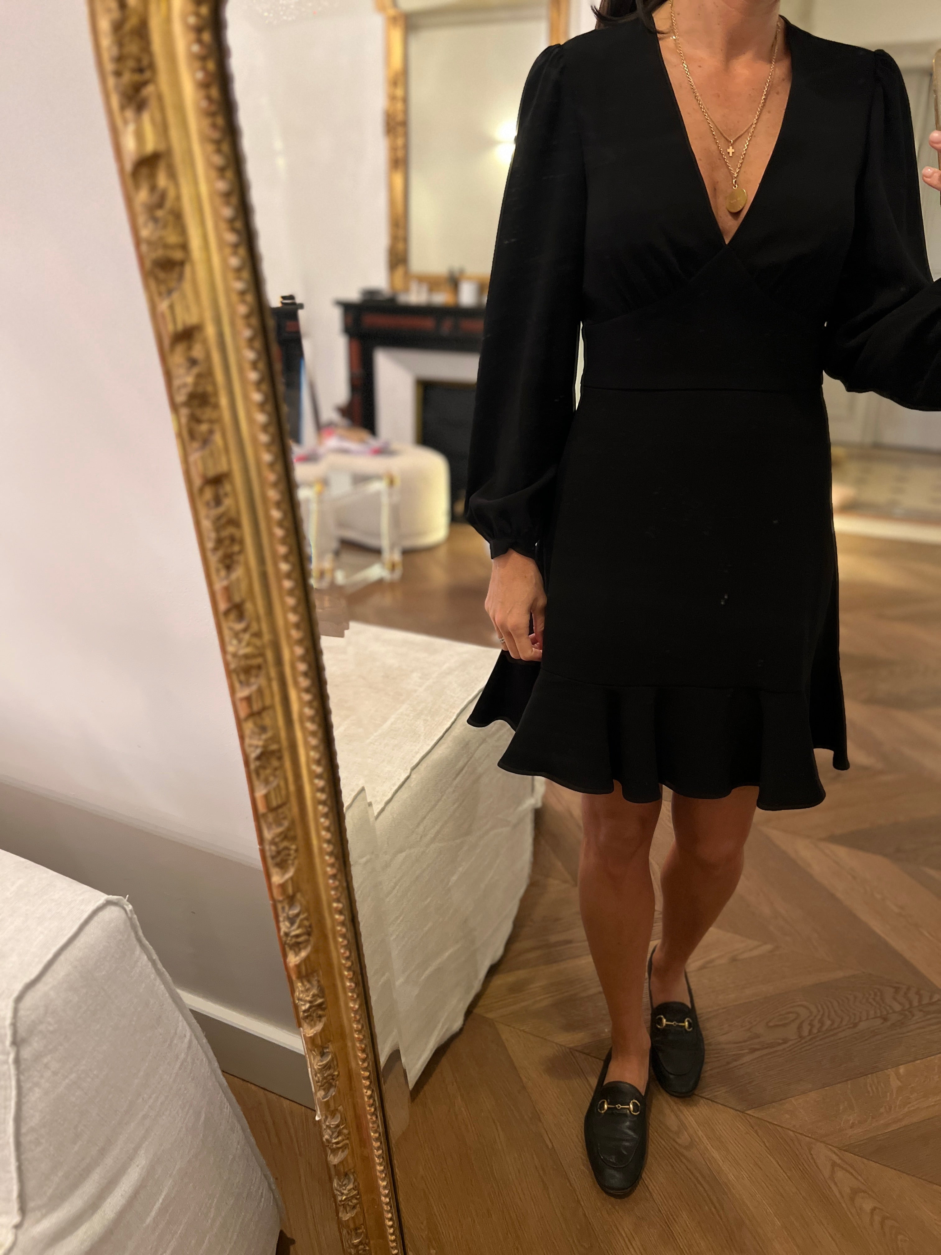 Tara Jarmon - Robe noire col V manches longues