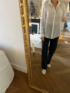 Chemise The Kooples blanche à rayures argentées