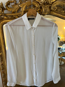 Chemise The Kooples blanche à rayures argentées