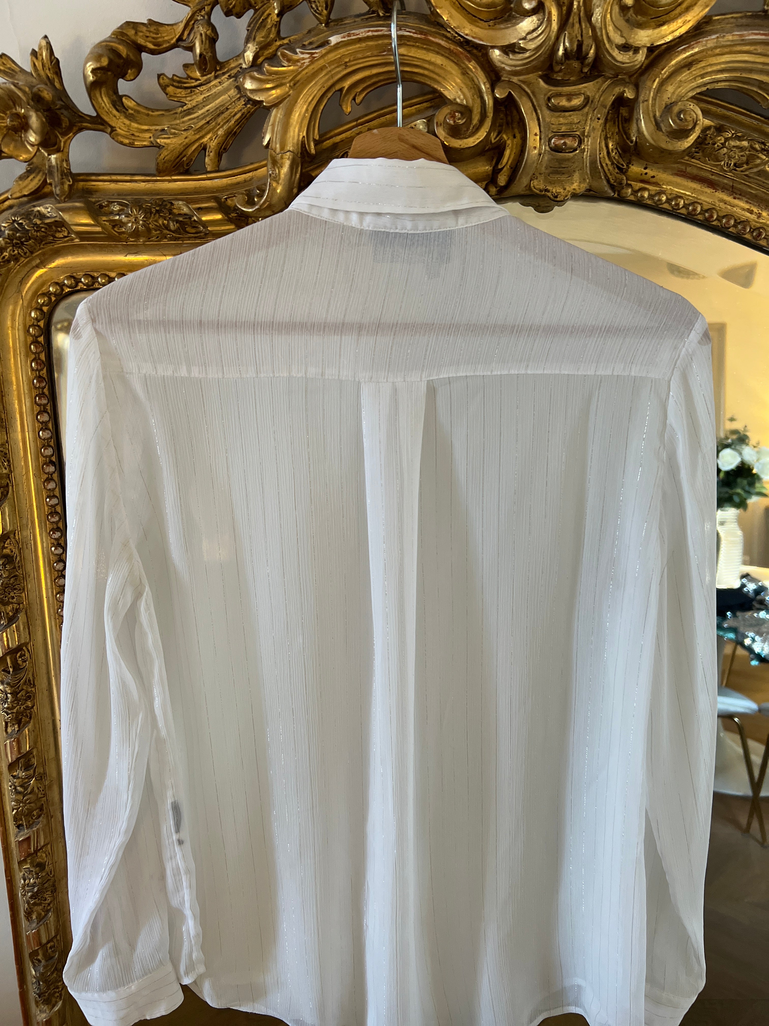 Chemise The Kooples blanche à rayures argentées