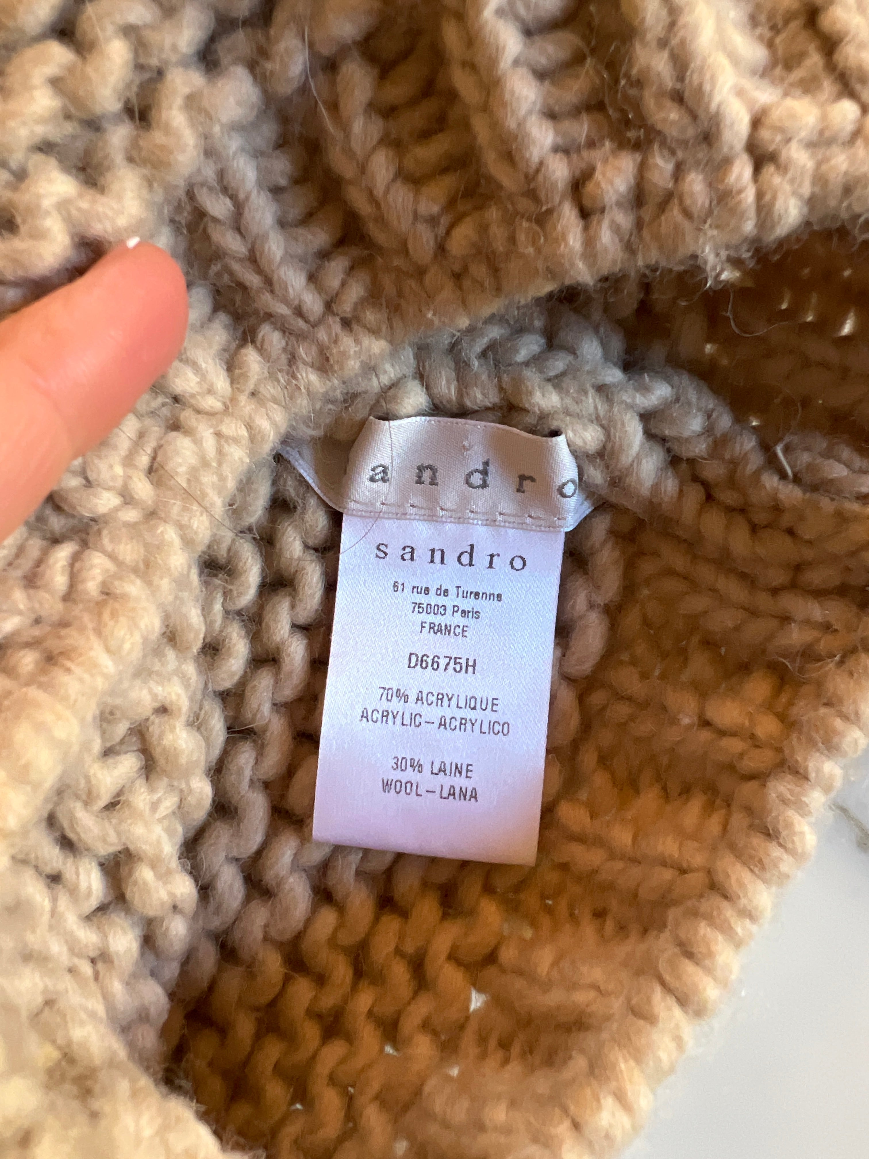 Sandro - Bonnet en laine beige