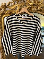 Charger l&#39;image dans la galerie, Topolina - Haut à rayures bleu marine et ecru
