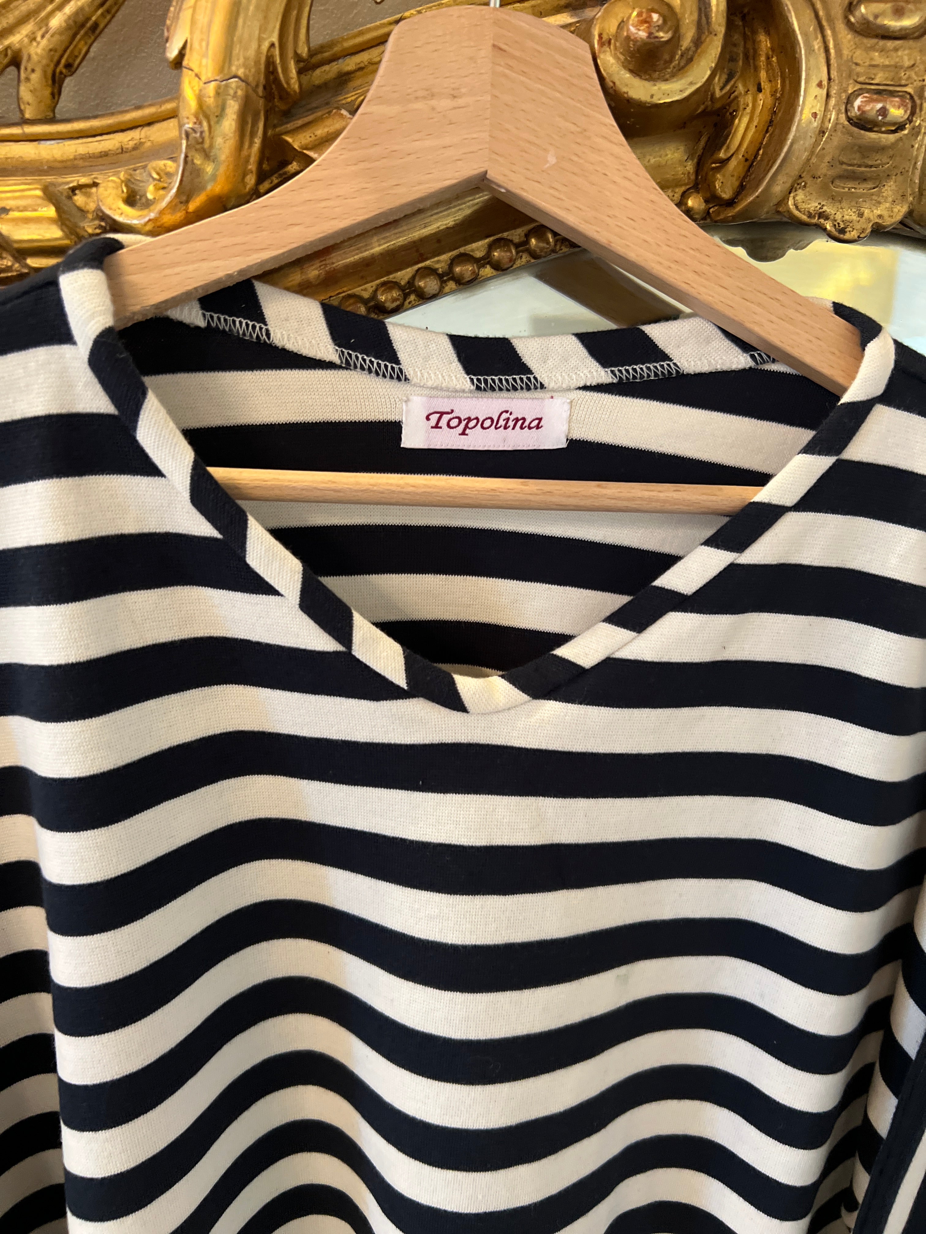 Topolina - Haut à rayures bleu marine et ecru