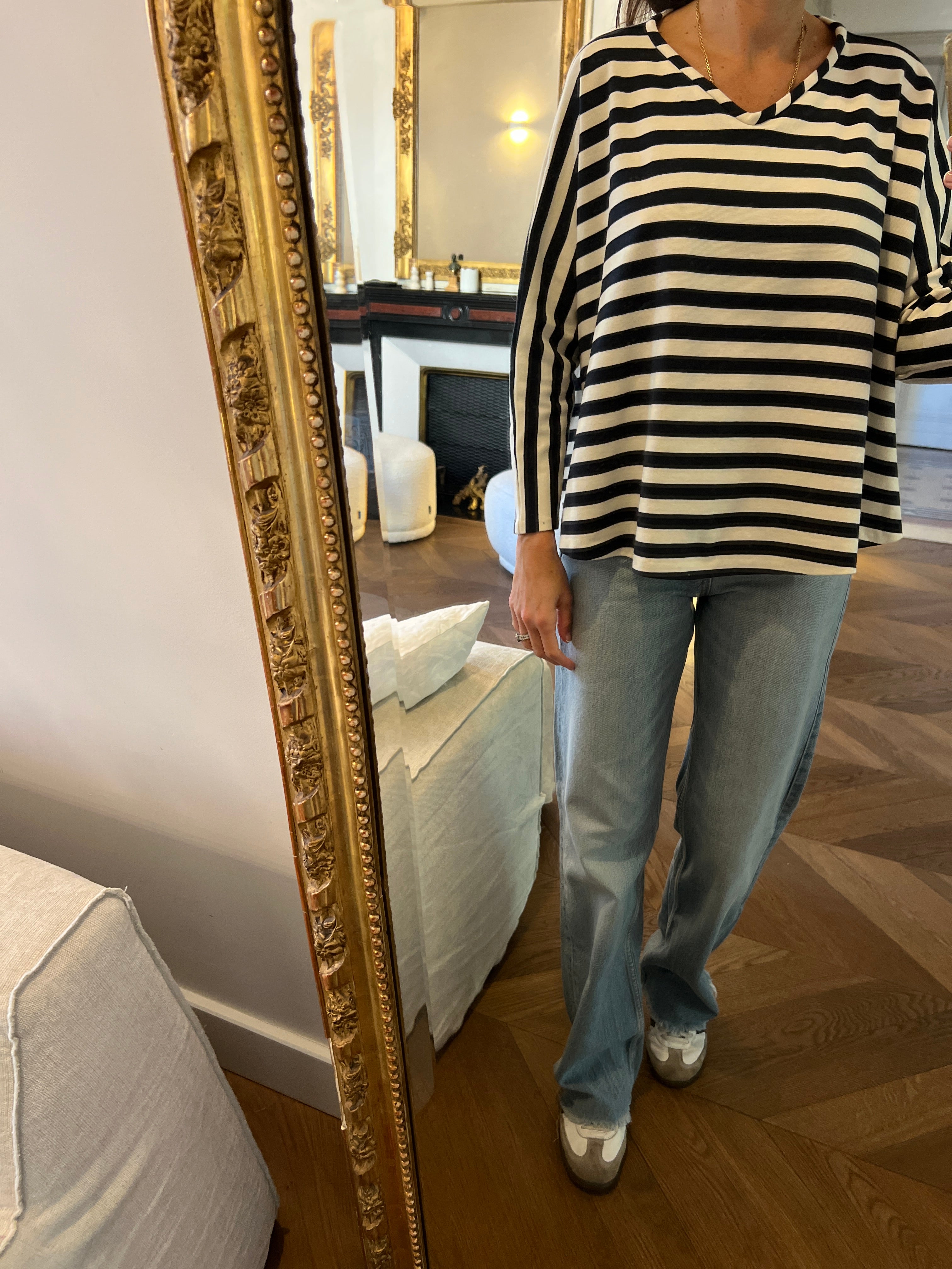 Topolina - Haut à rayures bleu marine et ecru