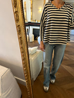 Charger l&#39;image dans la galerie, Topolina - Haut à rayures bleu marine et ecru
