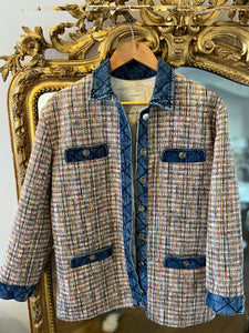 Veste Sandro en tweed coloré et jean