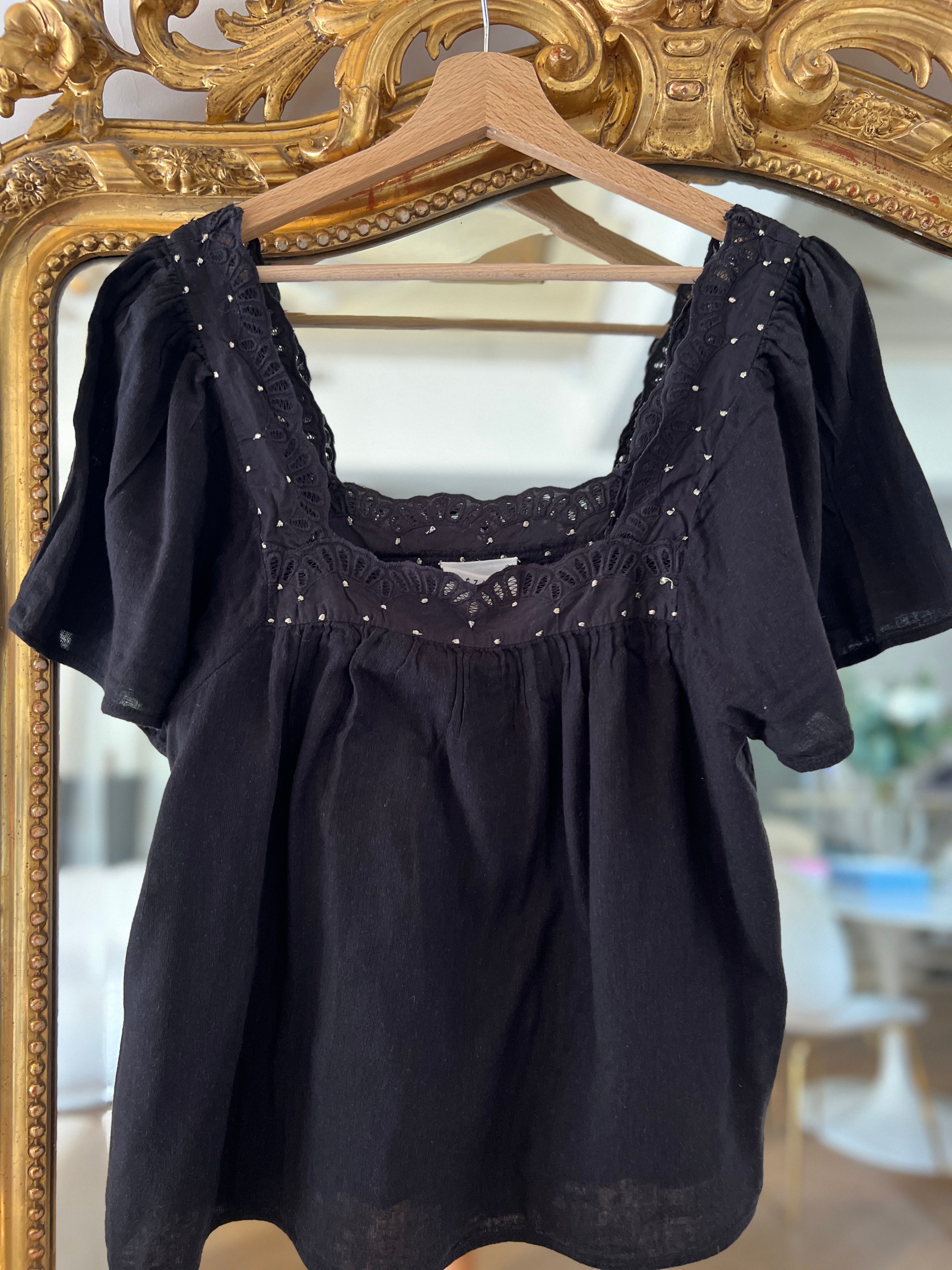 Blouse Sézane à pois dorés