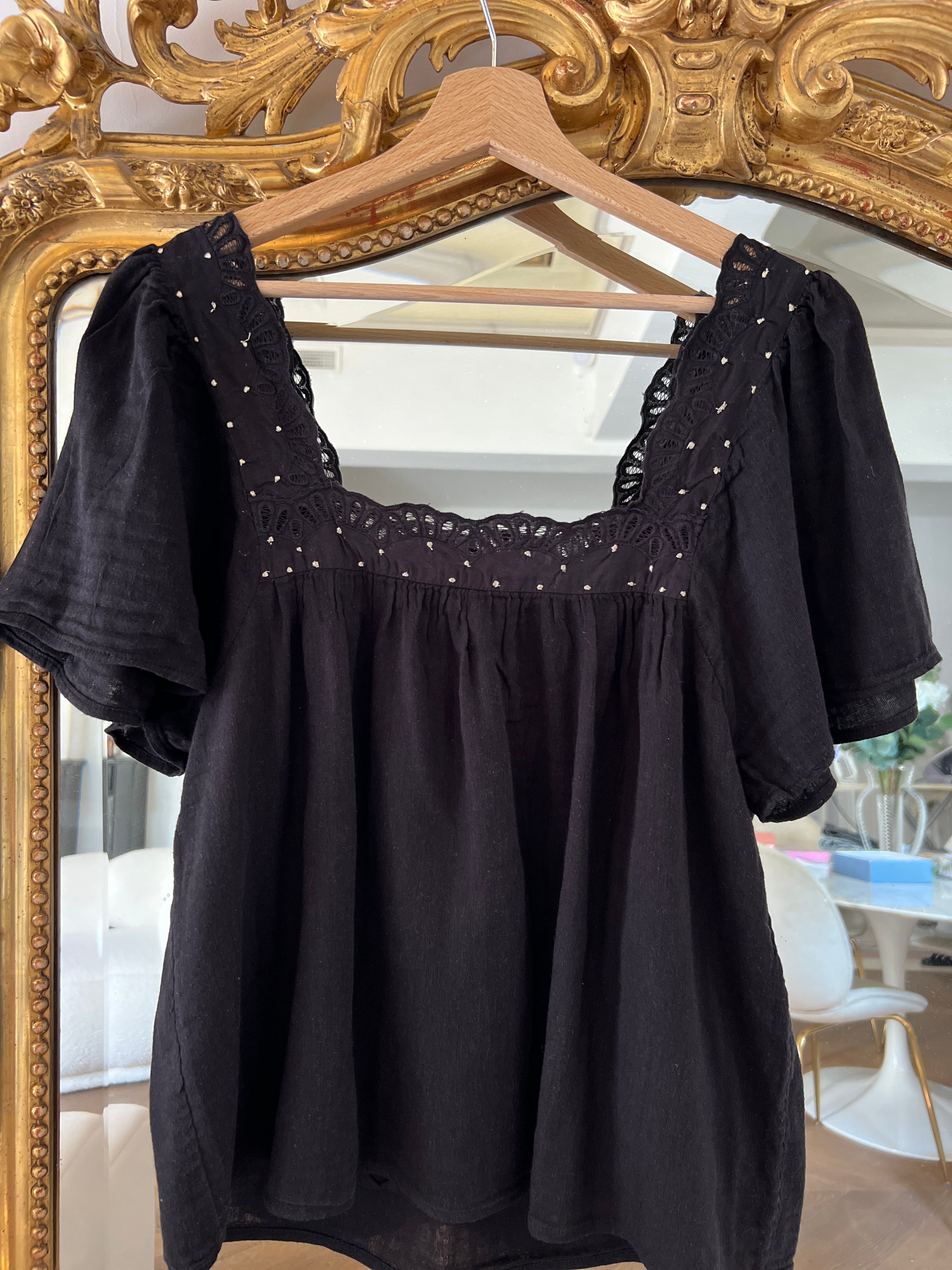 Blouse Sézane à pois dorés