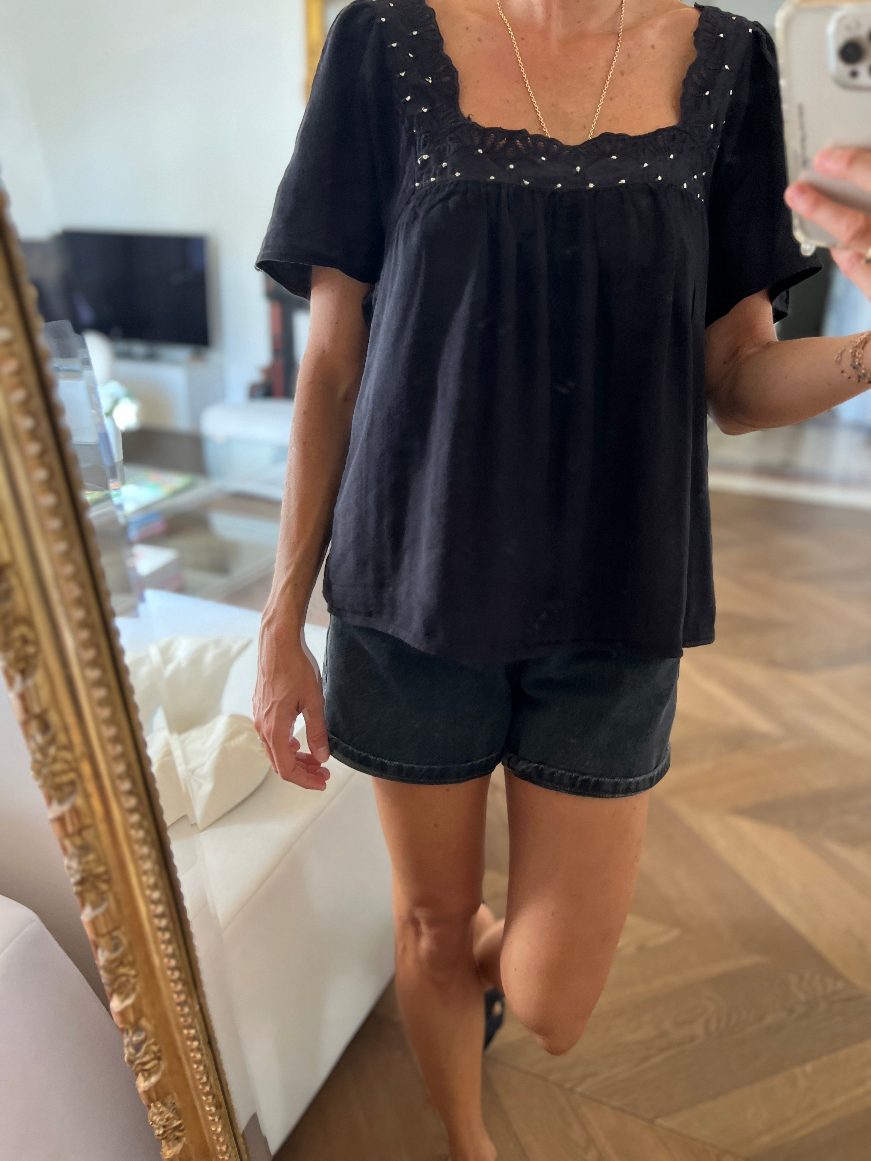 Blouse Sézane à pois dorés