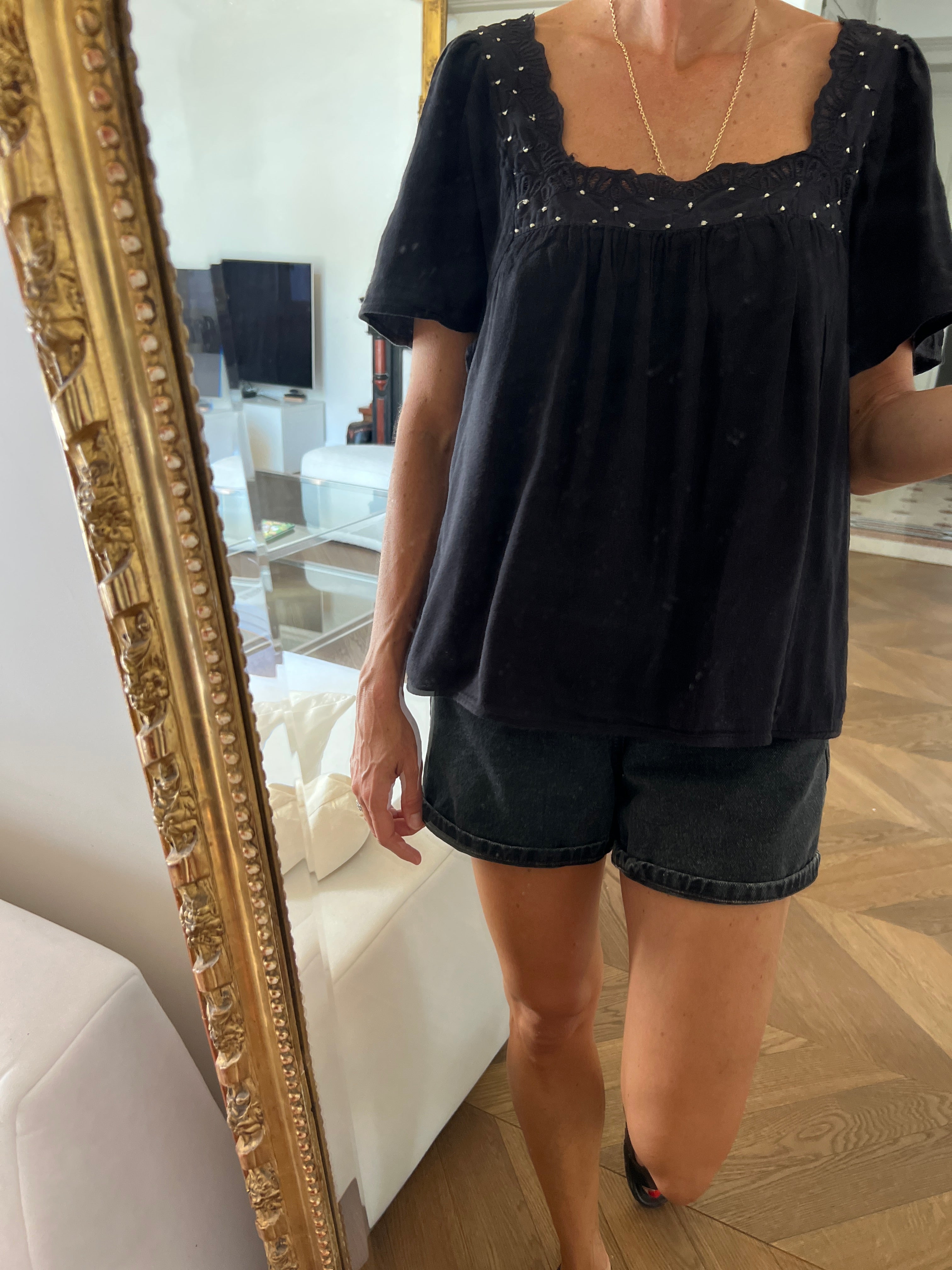 Blouse Sézane à pois dorés