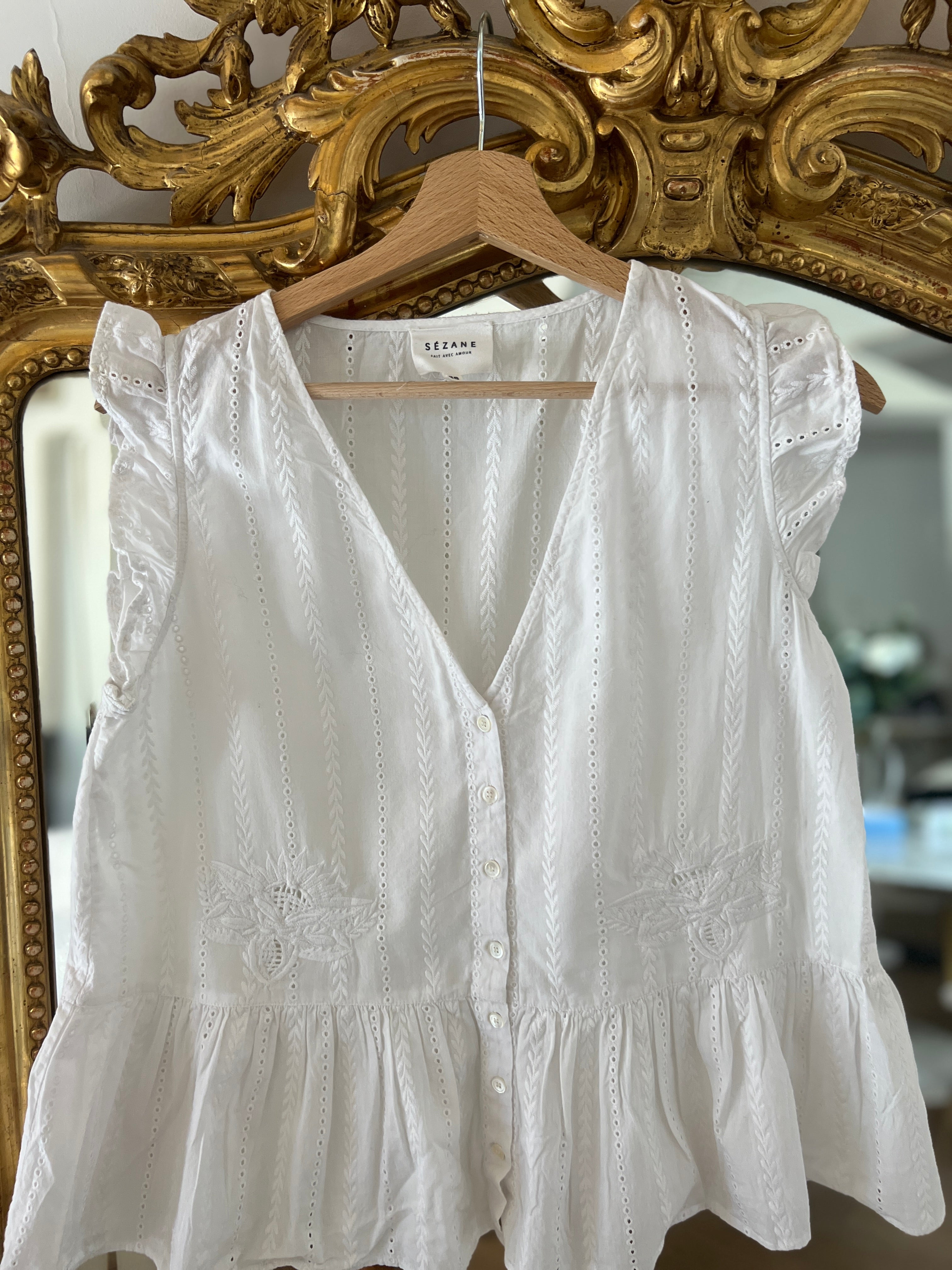 Blouse Sézane blanche brodée