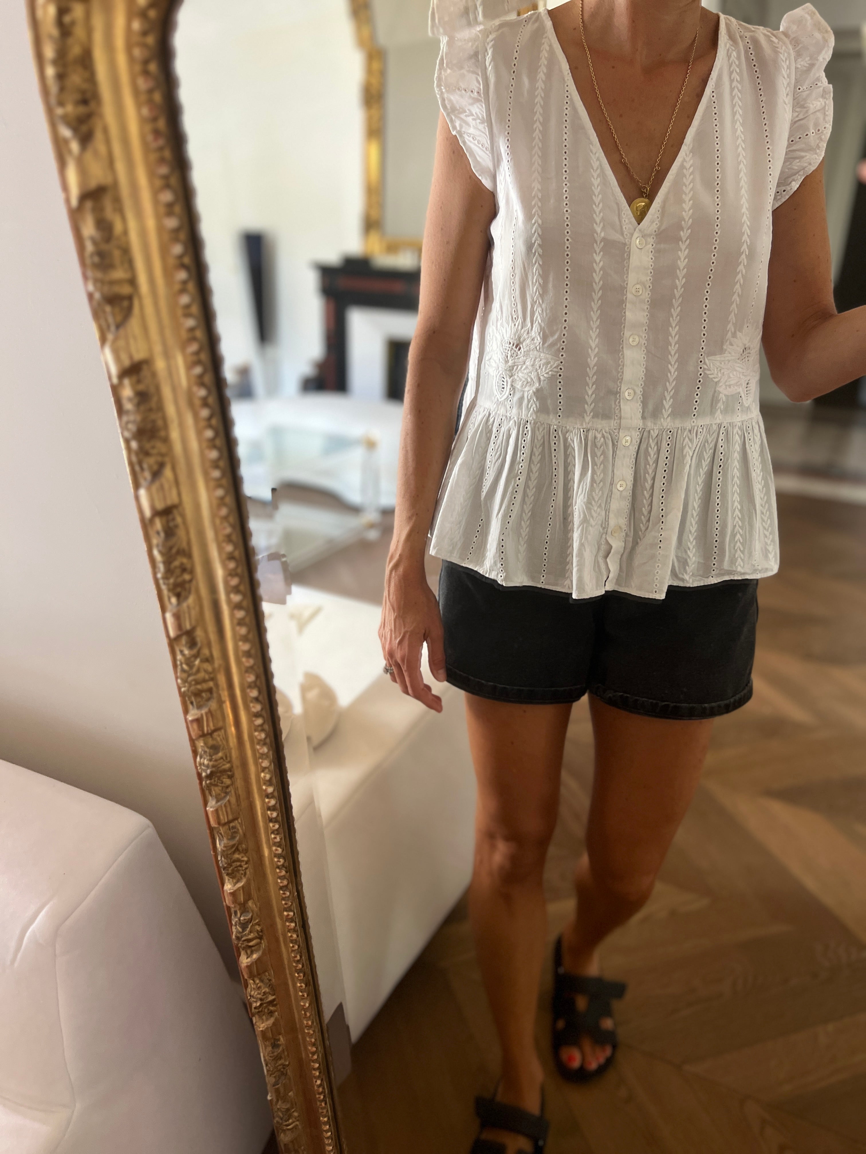 Blouse Sézane blanche brodée