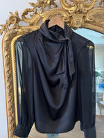 Charger l'image dans la galerie, Zara - Haut noir chic transparant avec noeud
