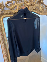 Charger l'image dans la galerie, Zara - Haut noir chic transparant avec noeud
