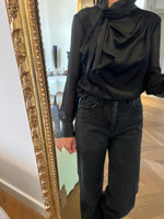 Charger l'image dans la galerie, Zara - Haut noir chic transparant avec noeud
