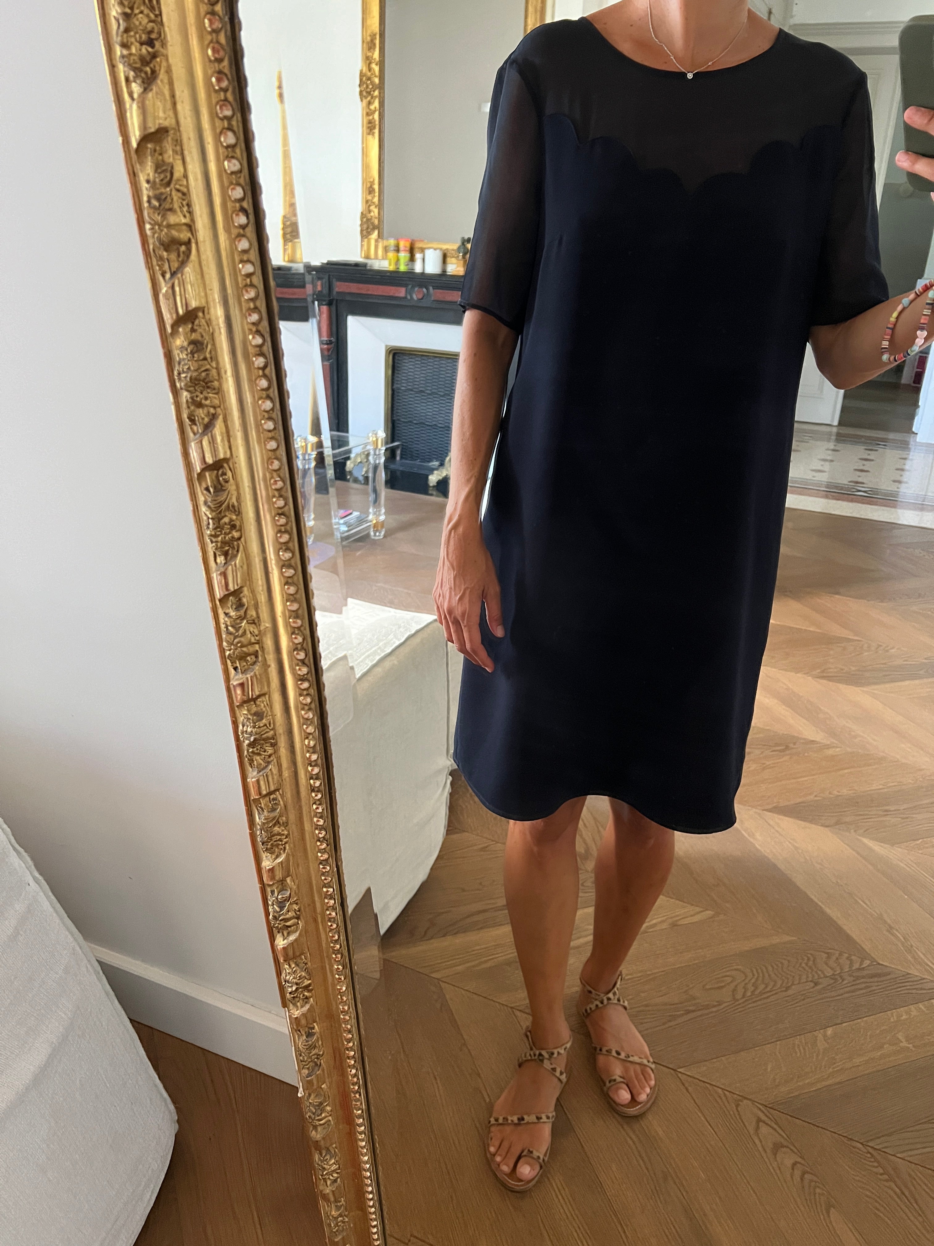 Robe Claudie Pierlot bleu marine transparence