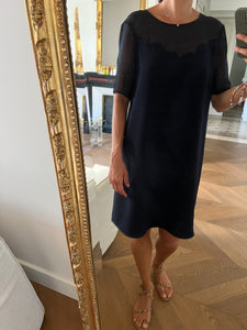 Robe Claudie Pierlot bleu marine transparence