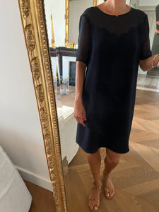 Robe Claudie Pierlot bleu marine transparence