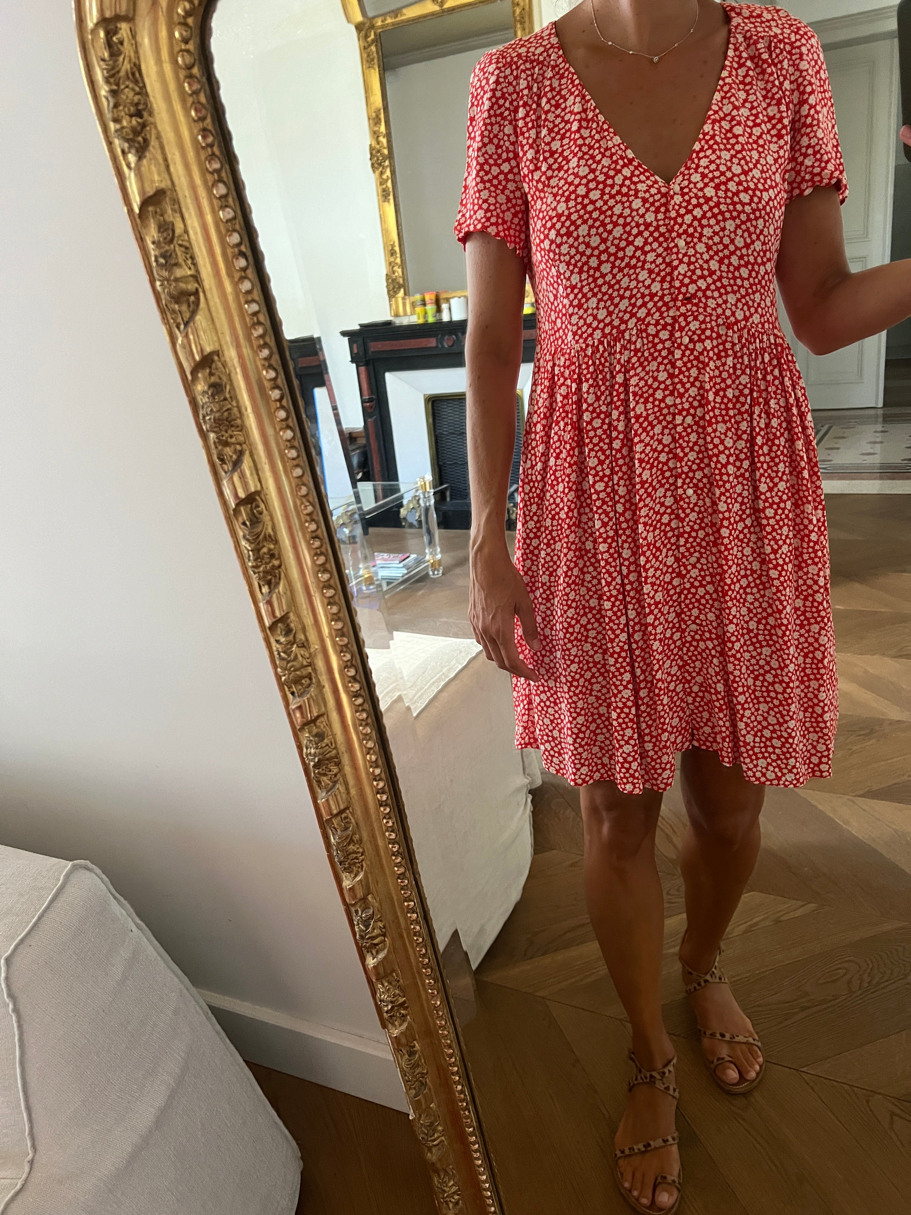 Robe Sezane rouge à fleurs