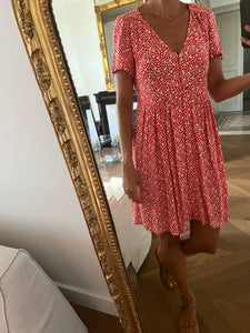 Robe Sezane rouge à fleurs