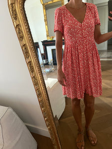 Robe Sezane rouge à fleurs