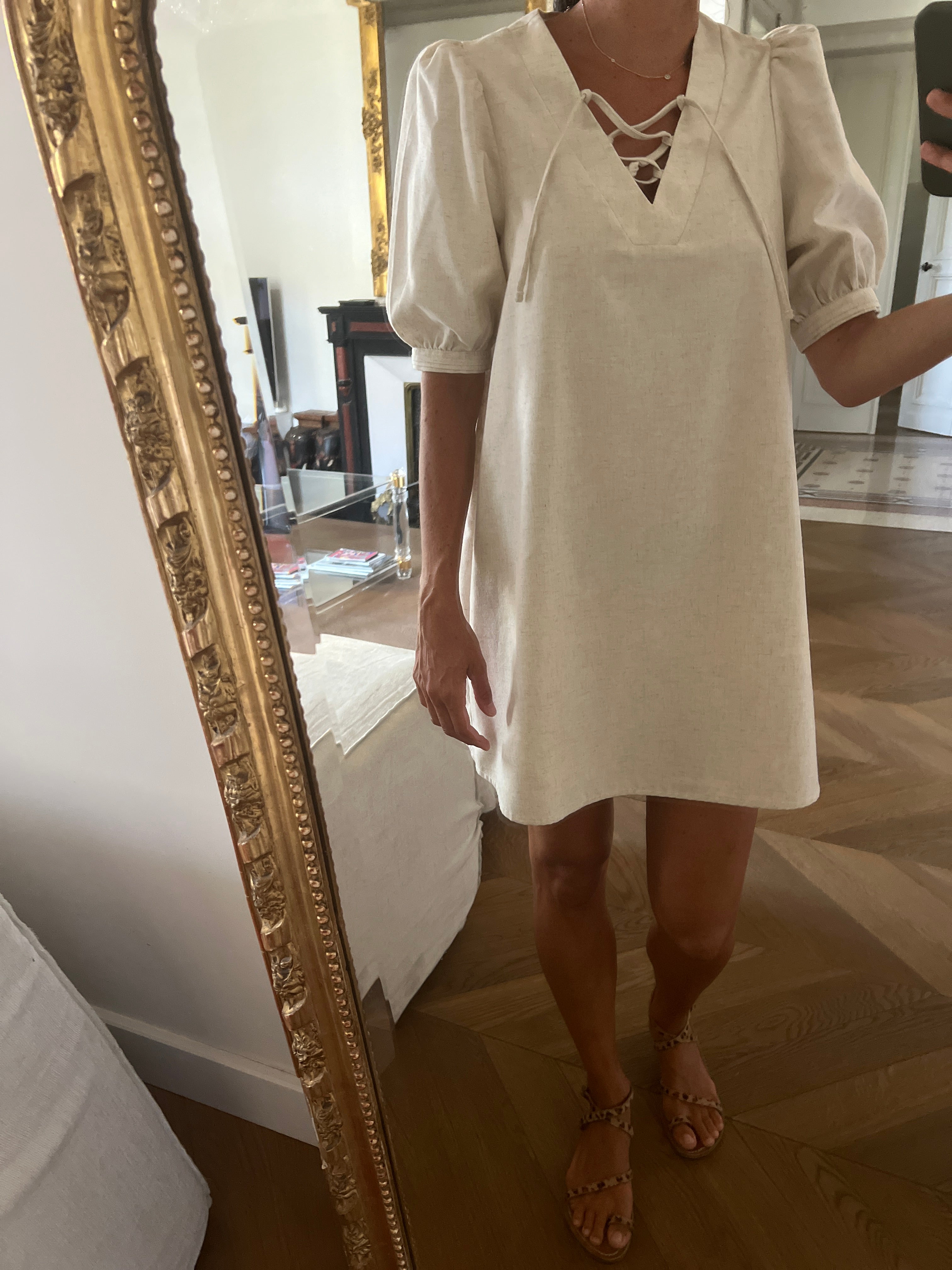 Robe Stella&Suzie beige Julia décolleté corde