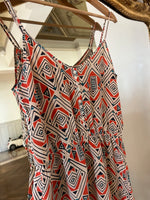 Charger l'image dans la galerie, American Vintage – Robe à motifs beige et orange en soie
