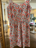 Charger l'image dans la galerie, American Vintage – Robe à motifs beige et orange en soie

