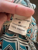 Charger l'image dans la galerie, American Vintage – Robe à motifs beige, bleu et orange
