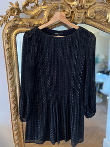 Robe Maje noire plissée à pois irisés