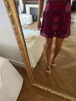 Charger l&#39;image dans la galerie, Jupe Sandro en dentelle rouge et bleue
