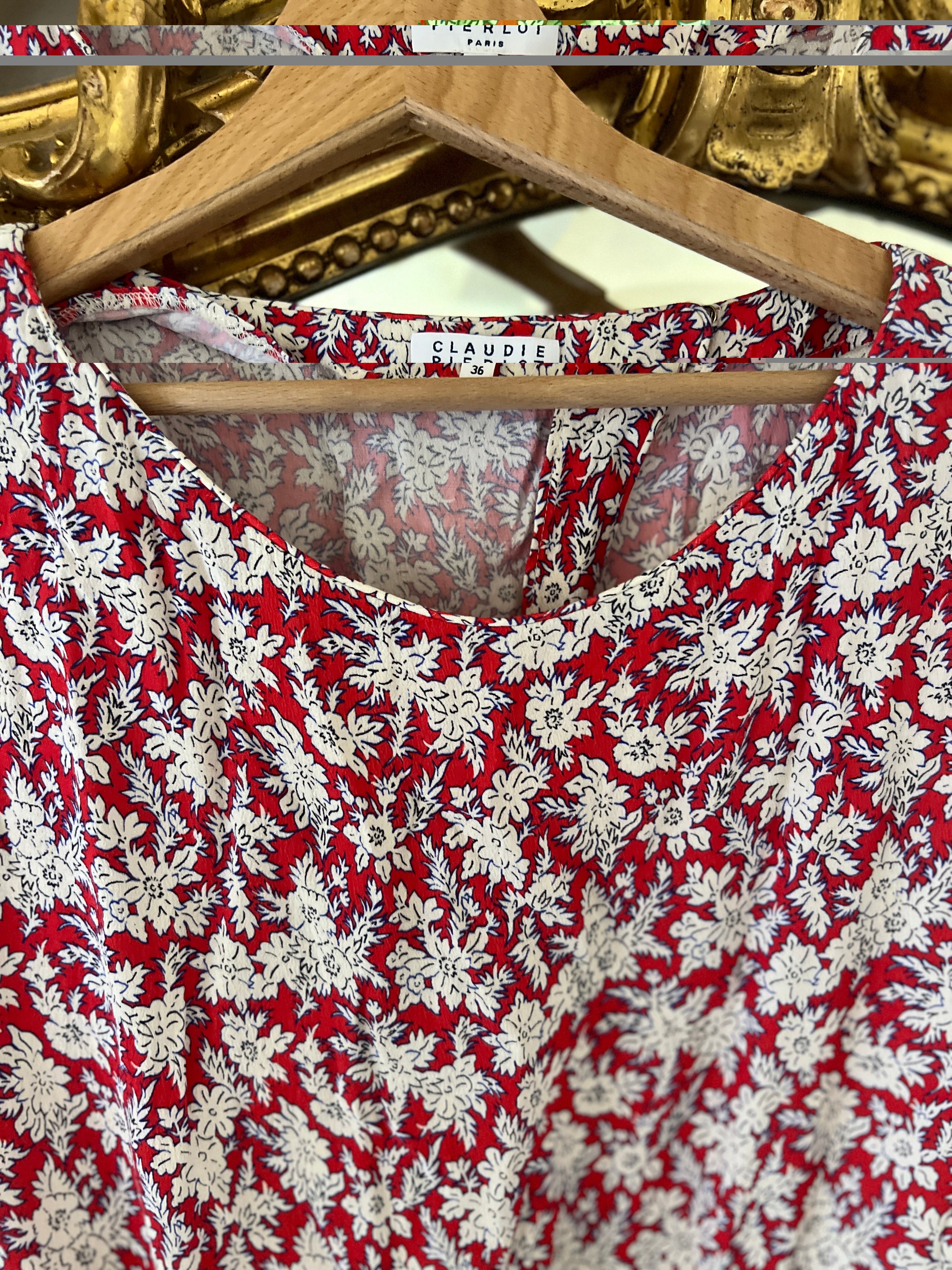 Combishort Claudie Pierlot bas rouge et haut à motifs