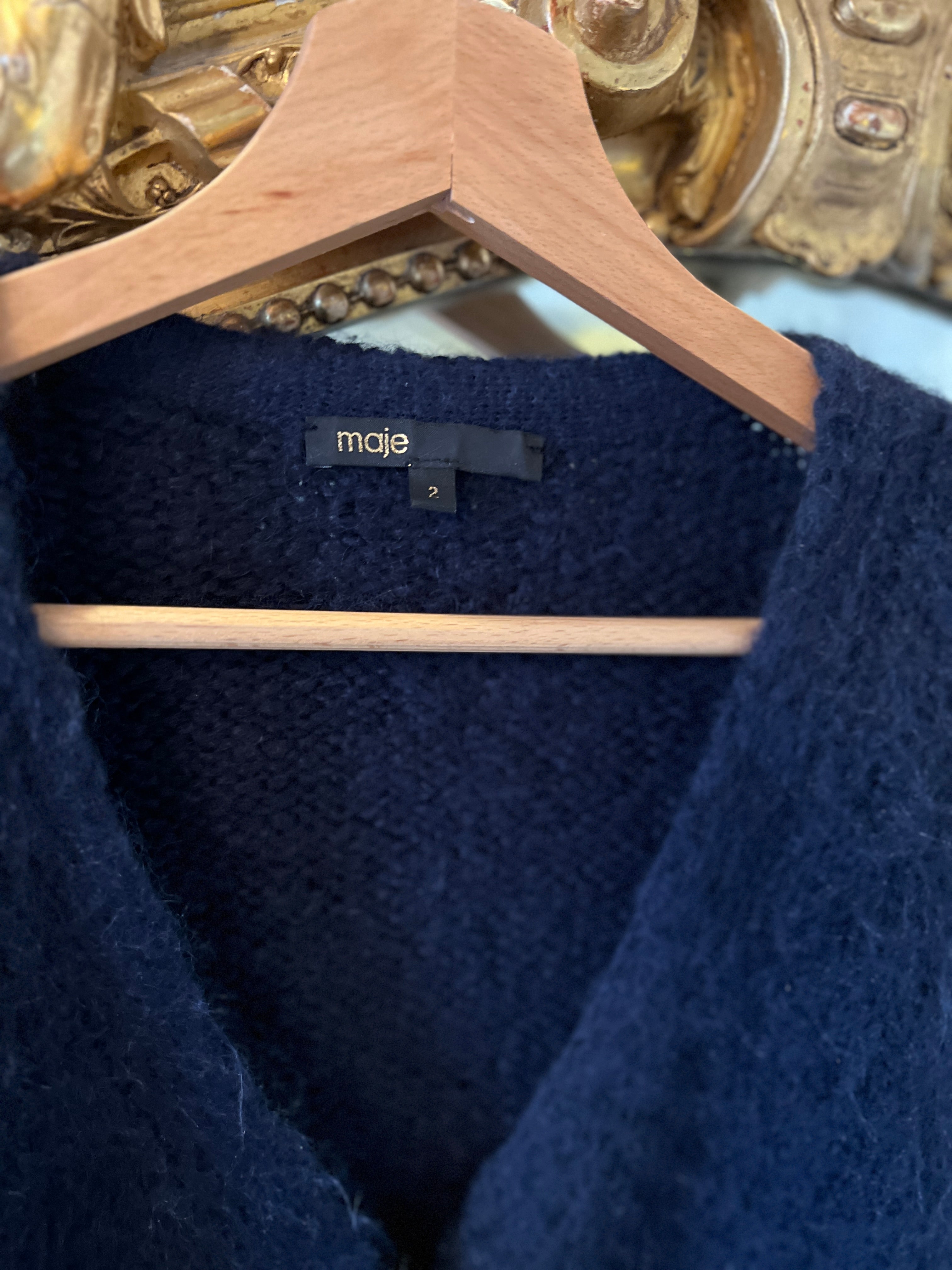 Maje-Gilet bleu marine col V