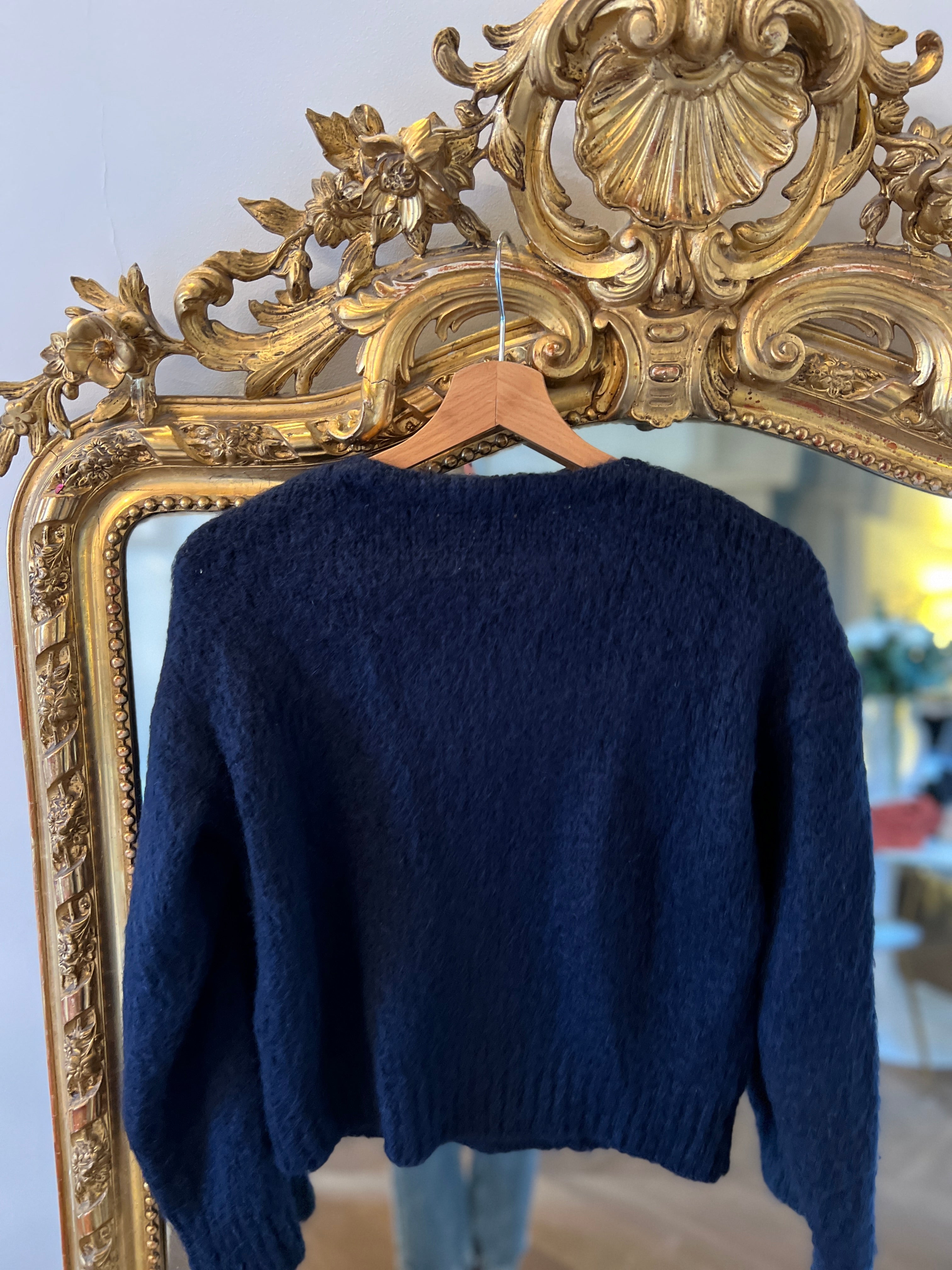 Maje-Gilet bleu marine col V