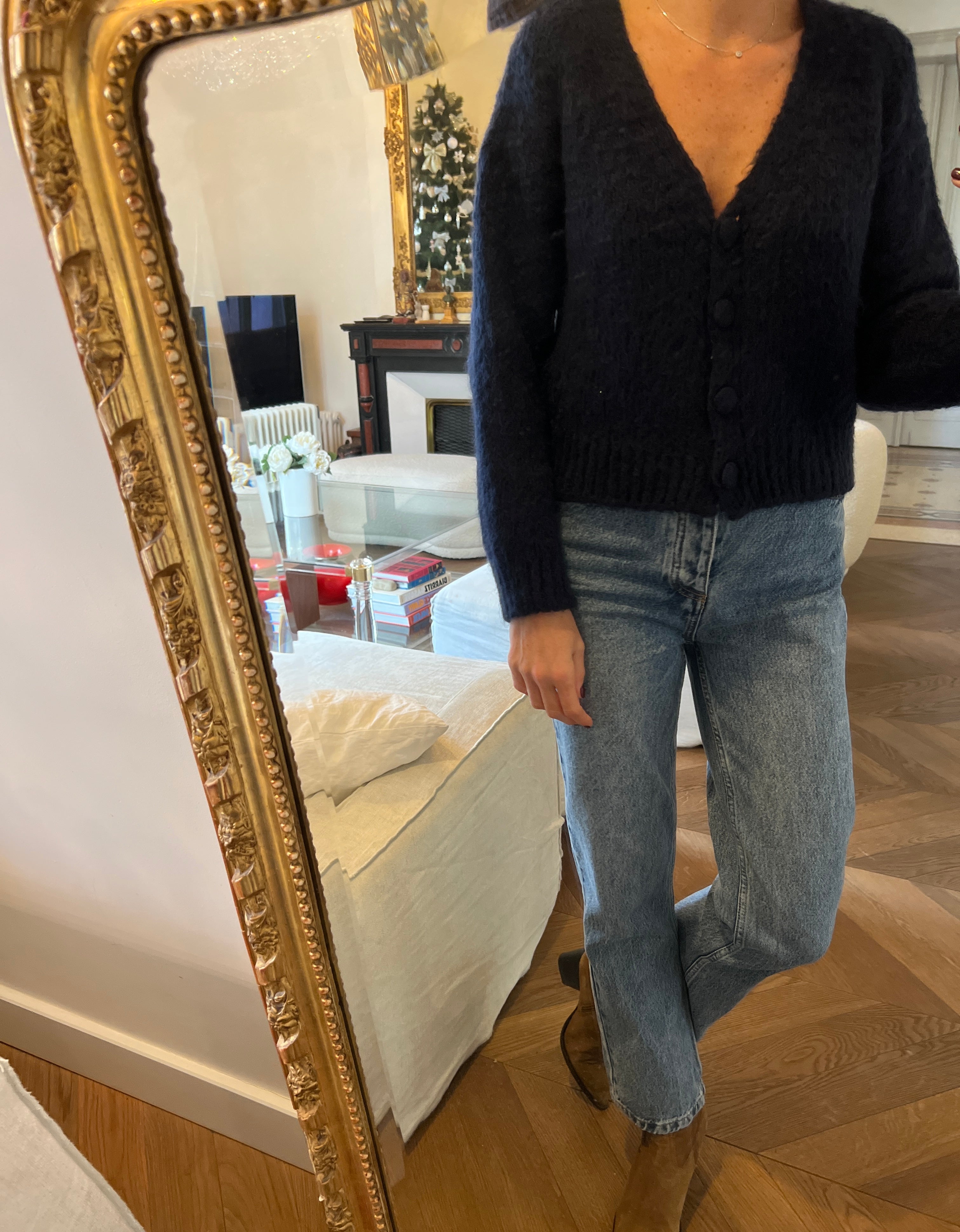 Maje-Gilet bleu marine col V