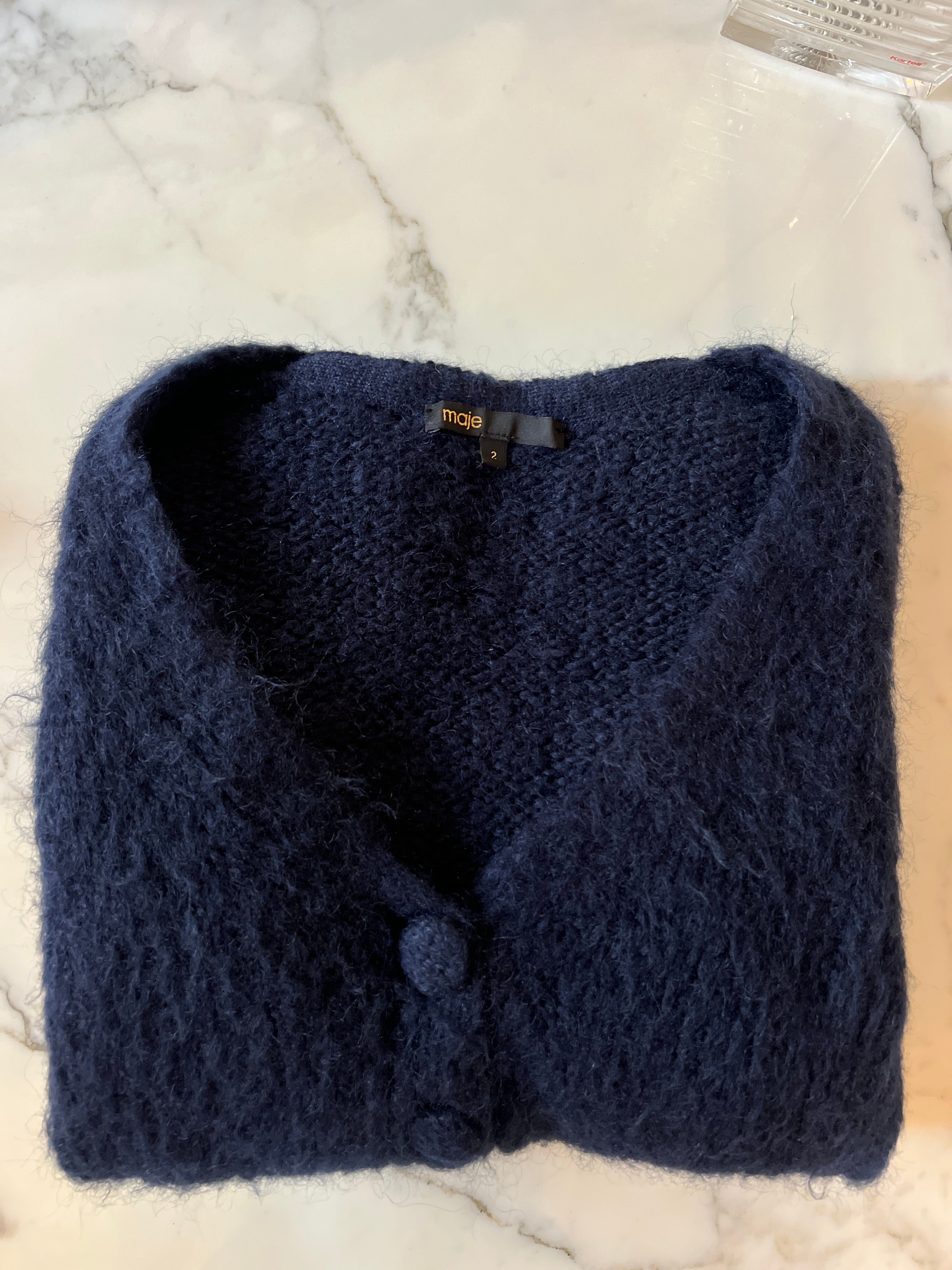 Maje-Gilet bleu marine col V