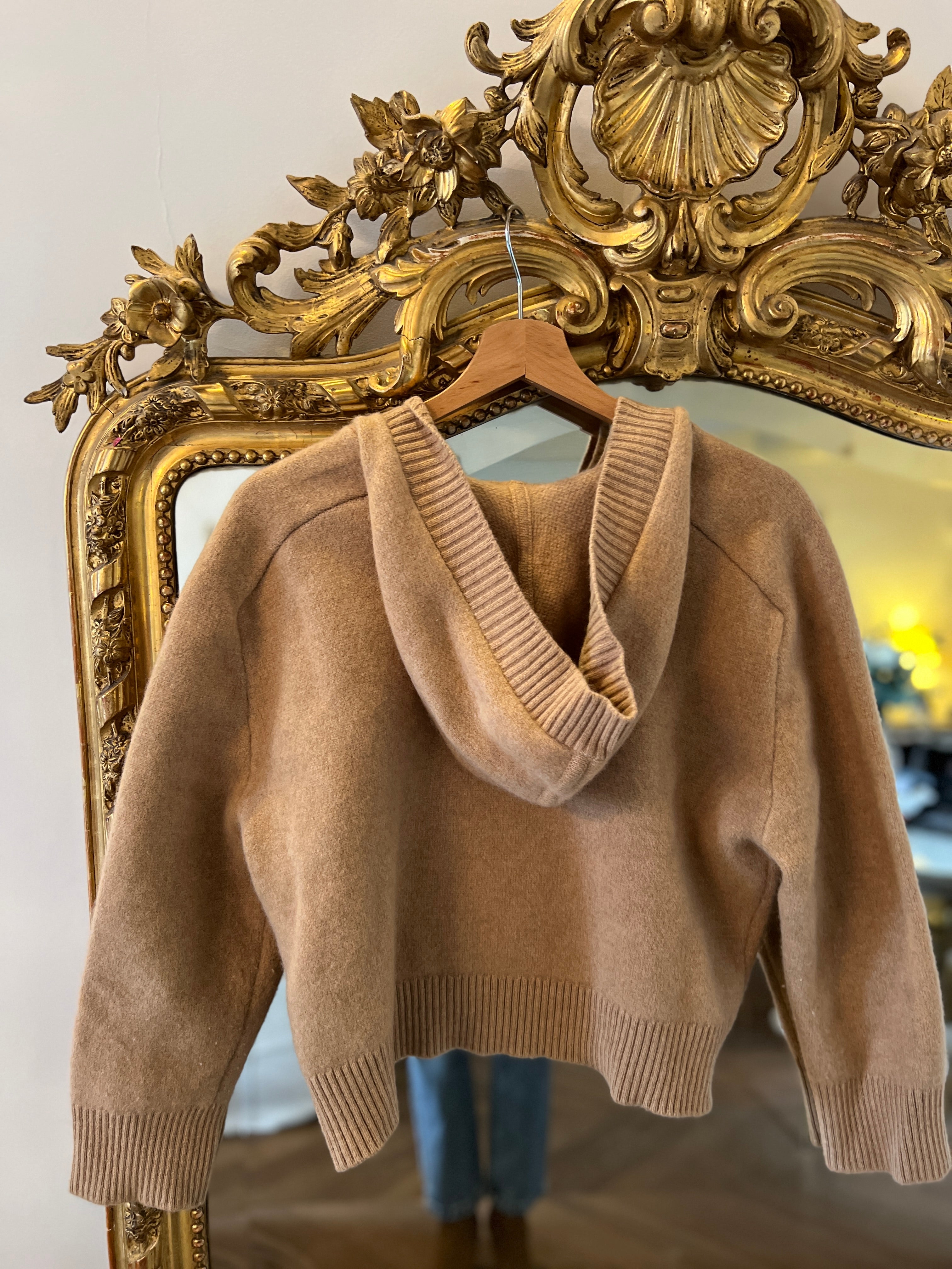 Massimo Dutti - Pull à capuche en laine beige