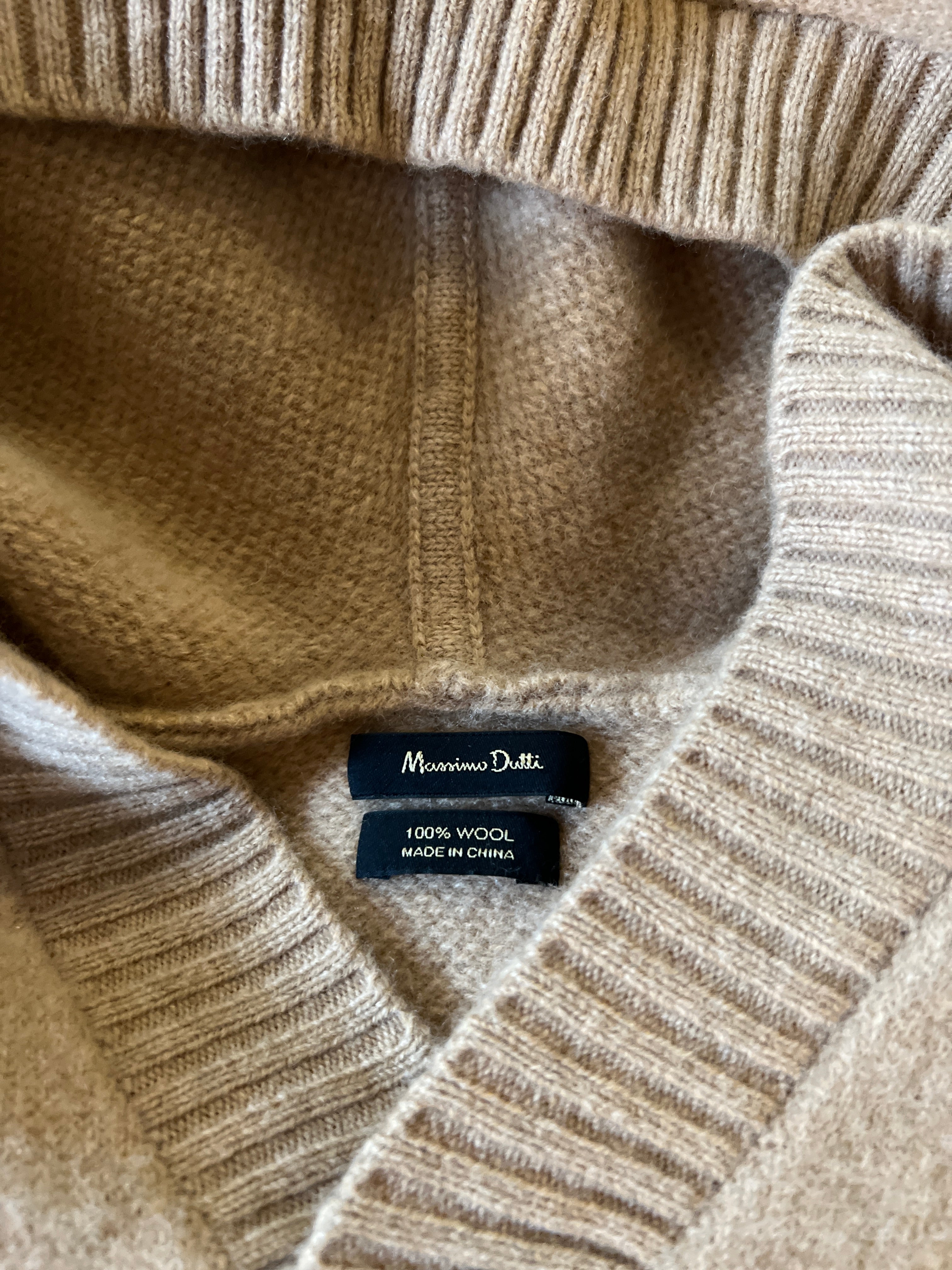 Massimo Dutti - Pull à capuche en laine beige
