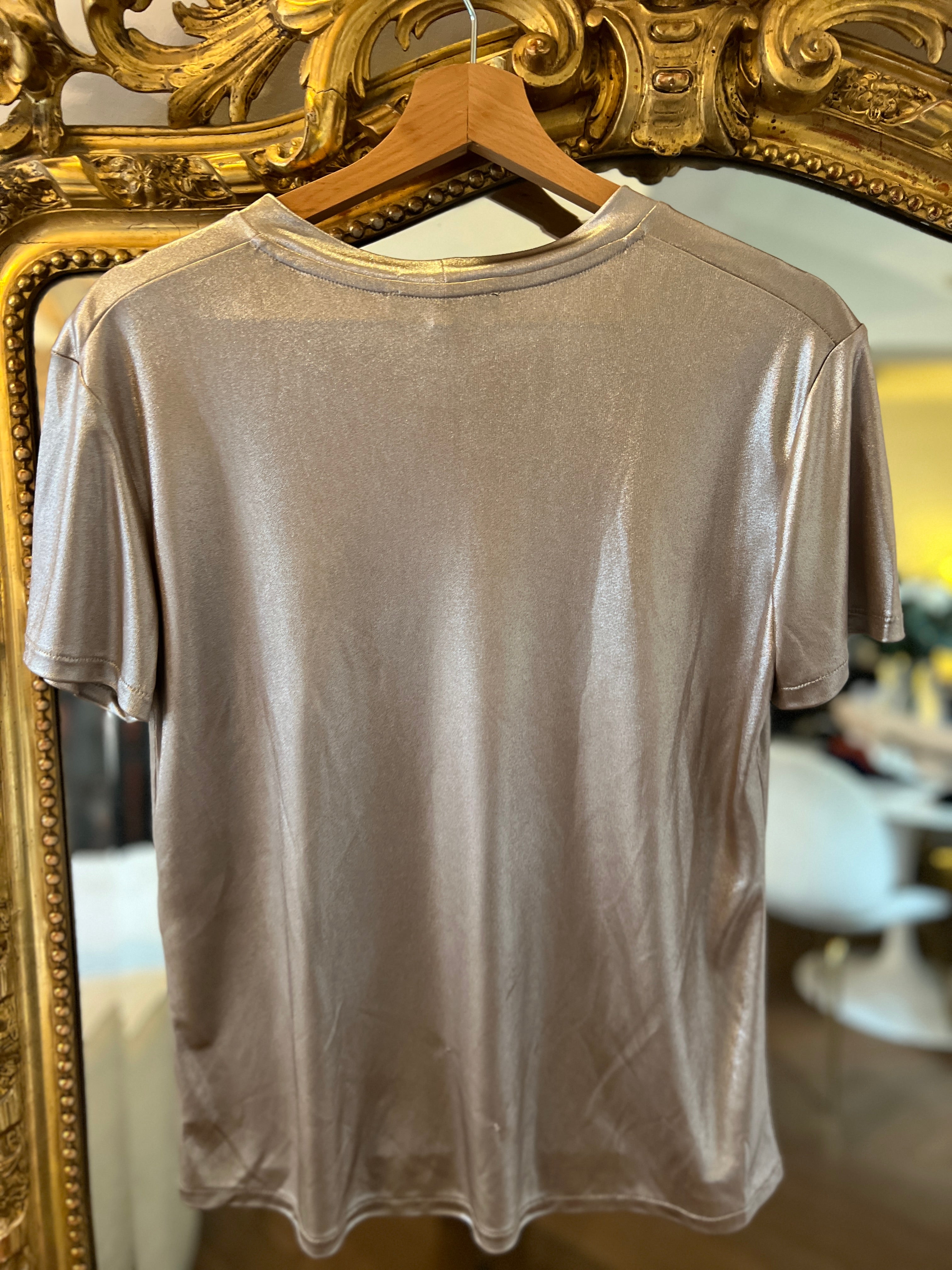 Maje-T-shirt col rond argent